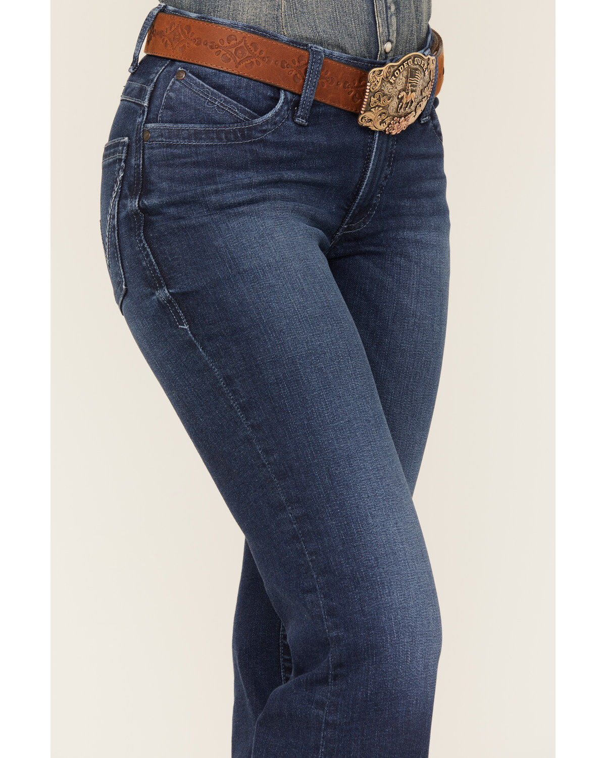 Wrangler Women's Dark Wash Mid Rise Willow Claire Ultimate Riding Trouser Jeans