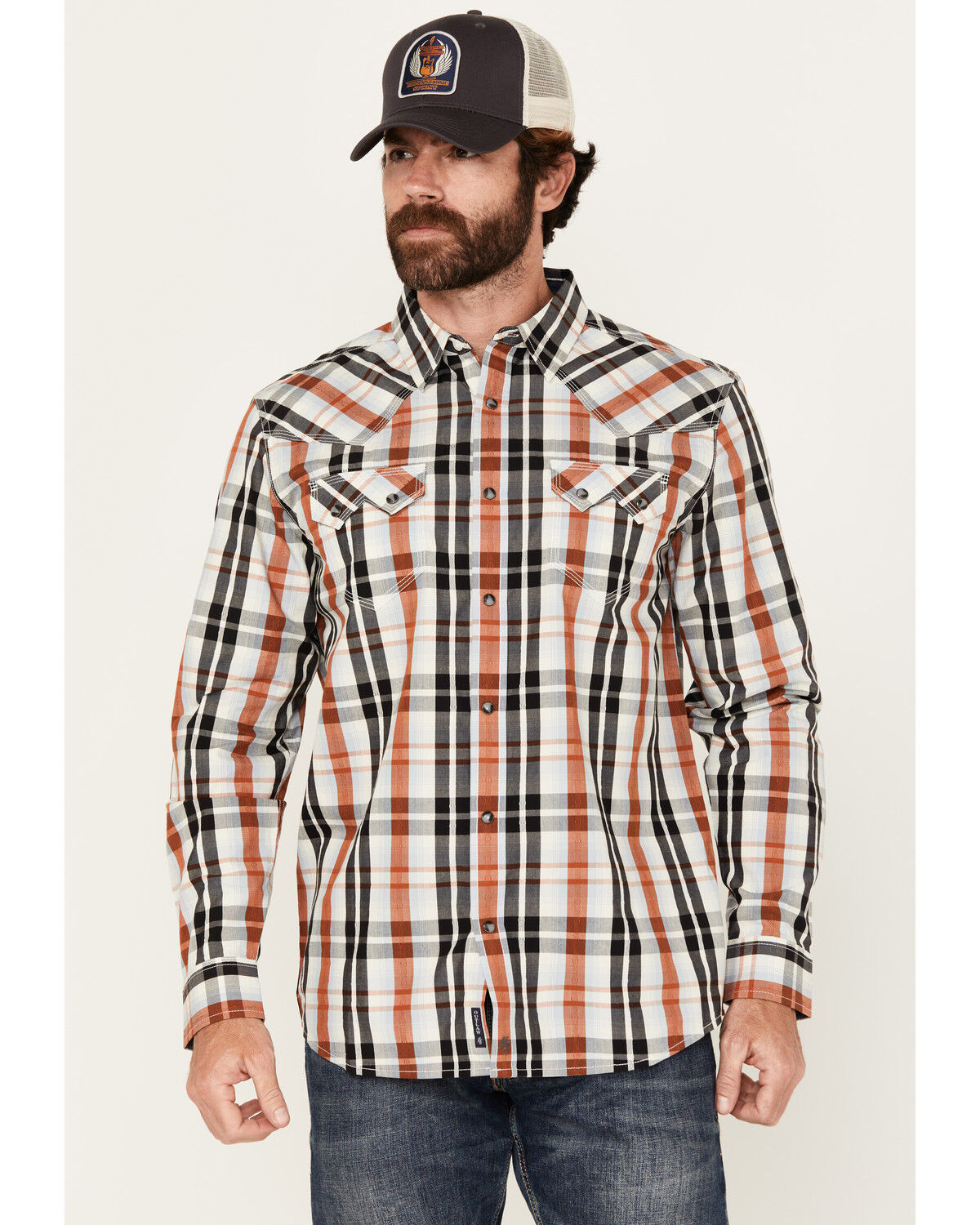 Moonshine Spirit Men's Fightin Plaid Print Long Sleeve Snap Western Shirt