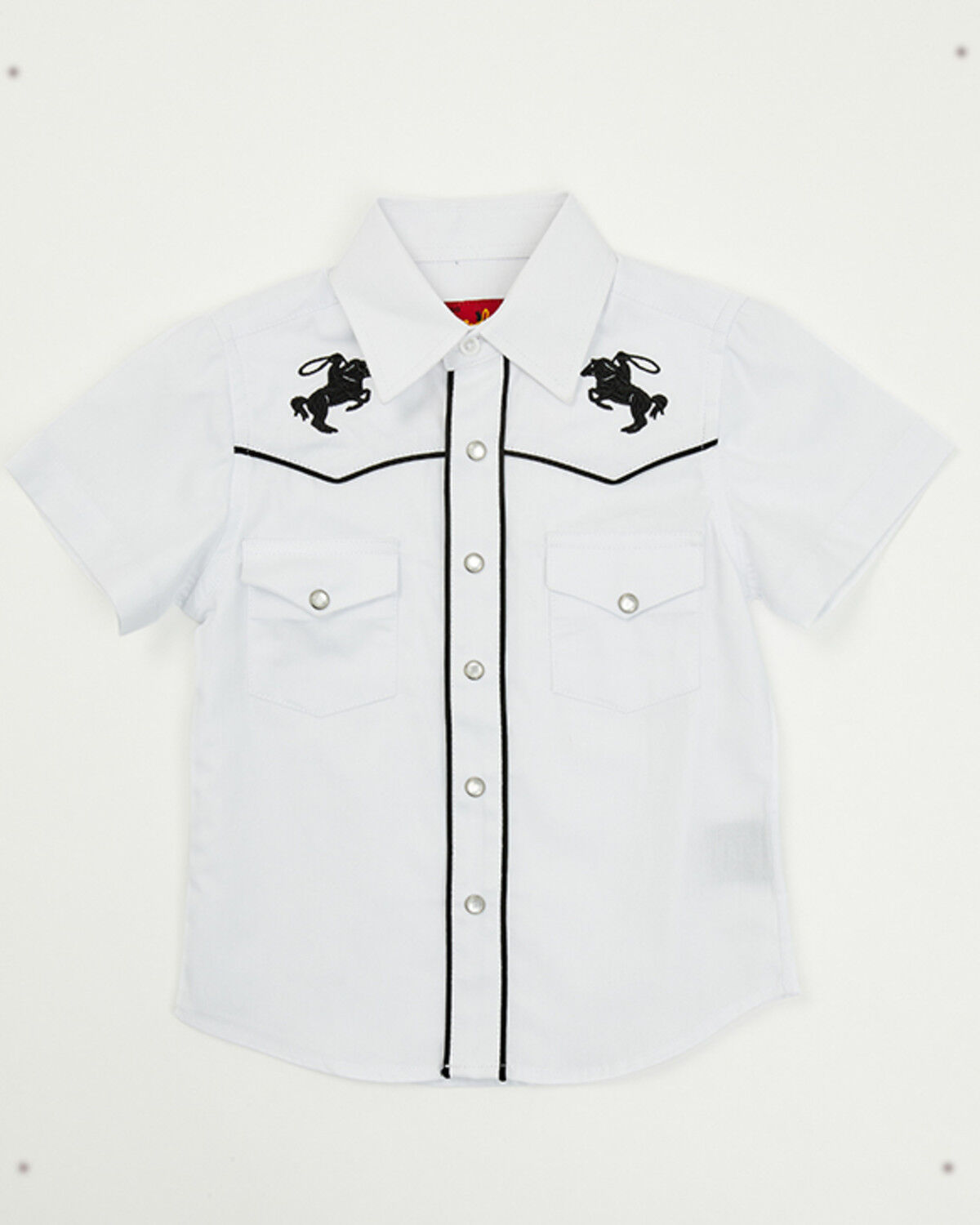 Rodeo Clothing Boys' Roping Horse Embroidered Short Sleeve Snap Western Shirt