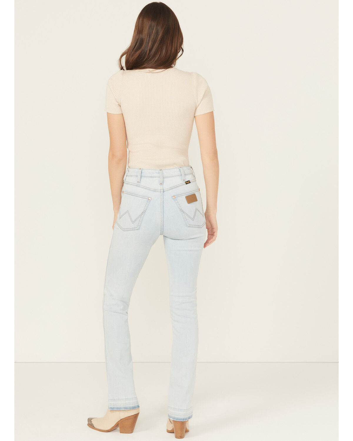 Wrangler X Lainey Wilson Women's Light Wash High Rise Boot Hugger Stretch Denim Jeans