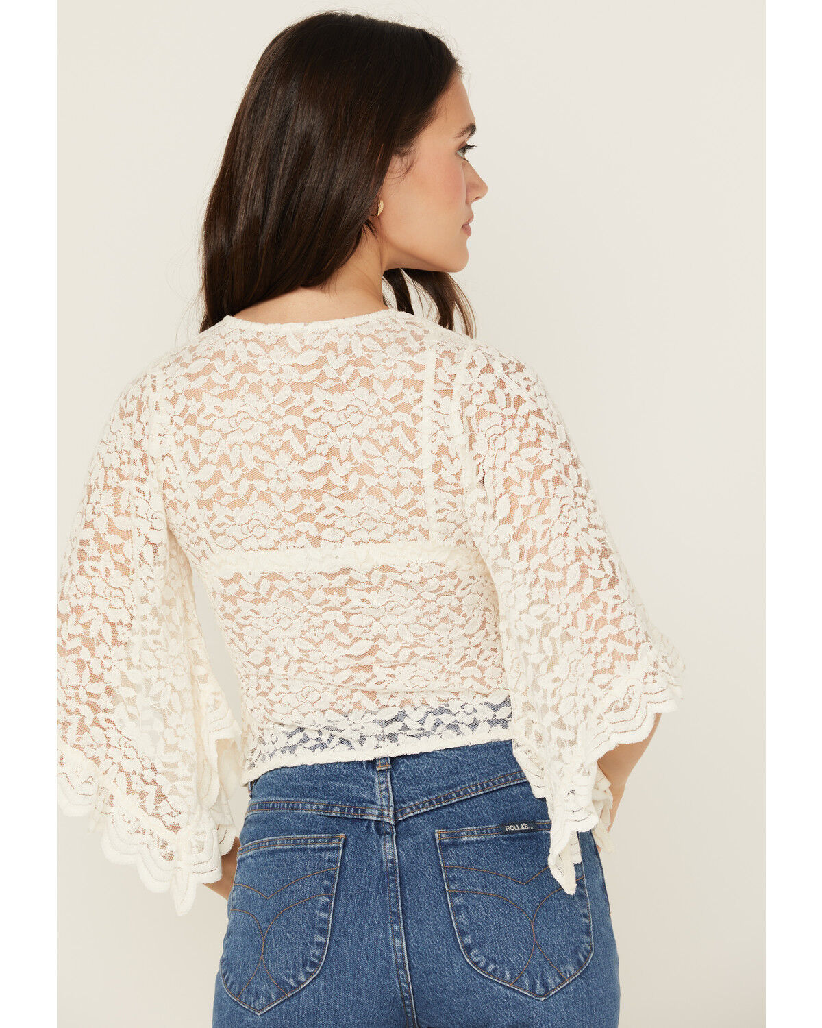 Shyanne Women's Wrap Front Long Sleeve Lace Top