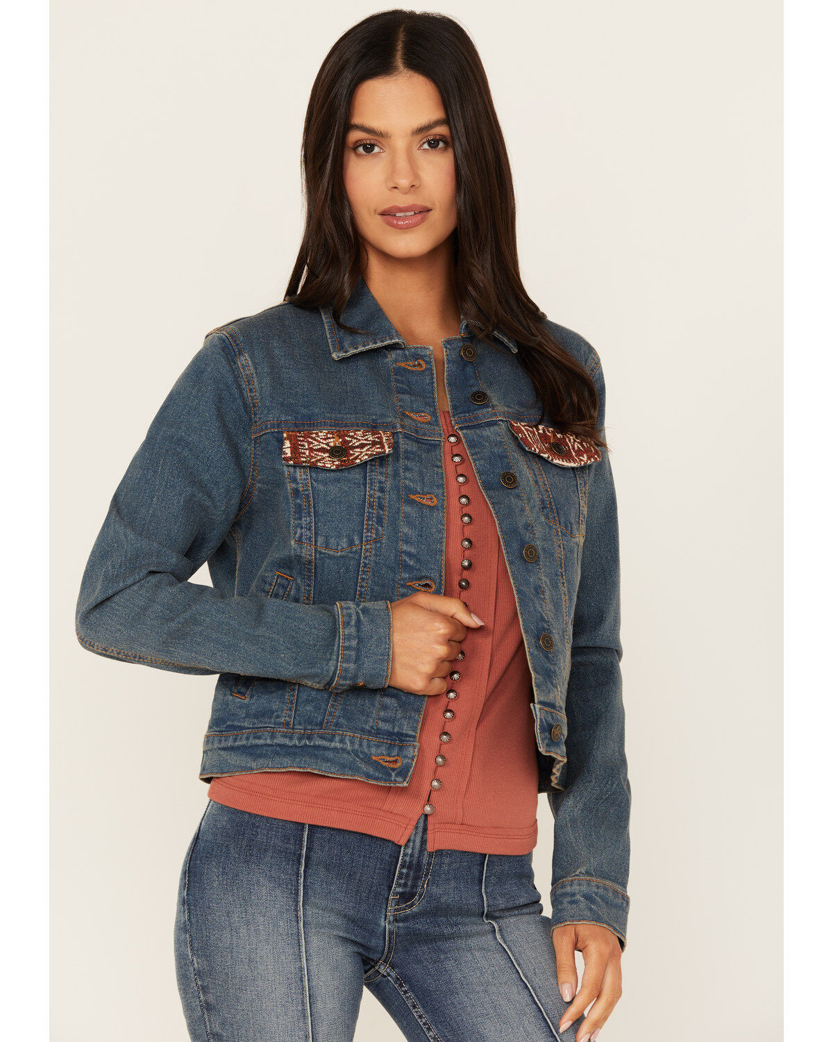 Idyllwind Women's Capri Beaded Back Denim Trucker Jacket