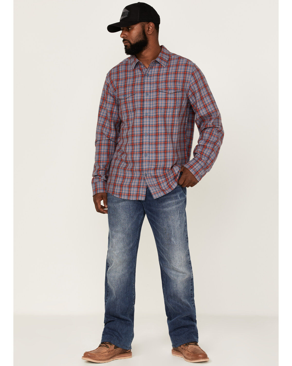 Brothers and Sons Men's Plaid Print Long Sleeve Button Down Western Shirt
