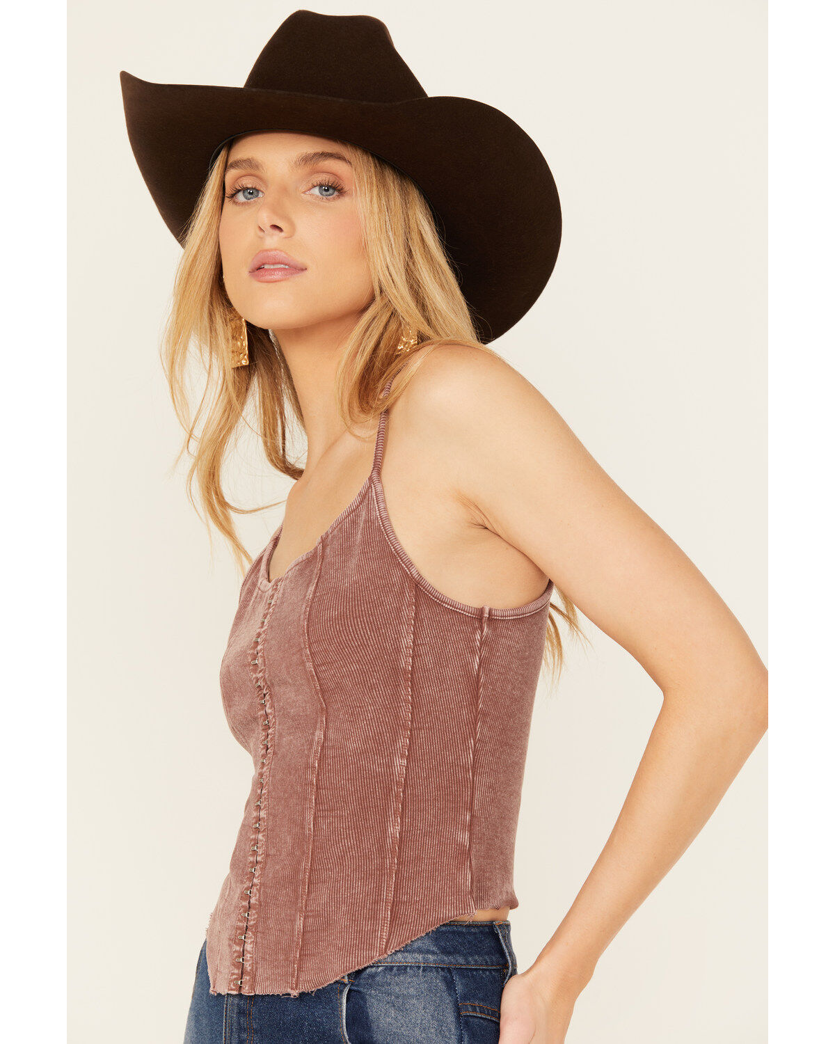 Rock & Roll Denim Women's Sleeveless Ribbed Corset Tank