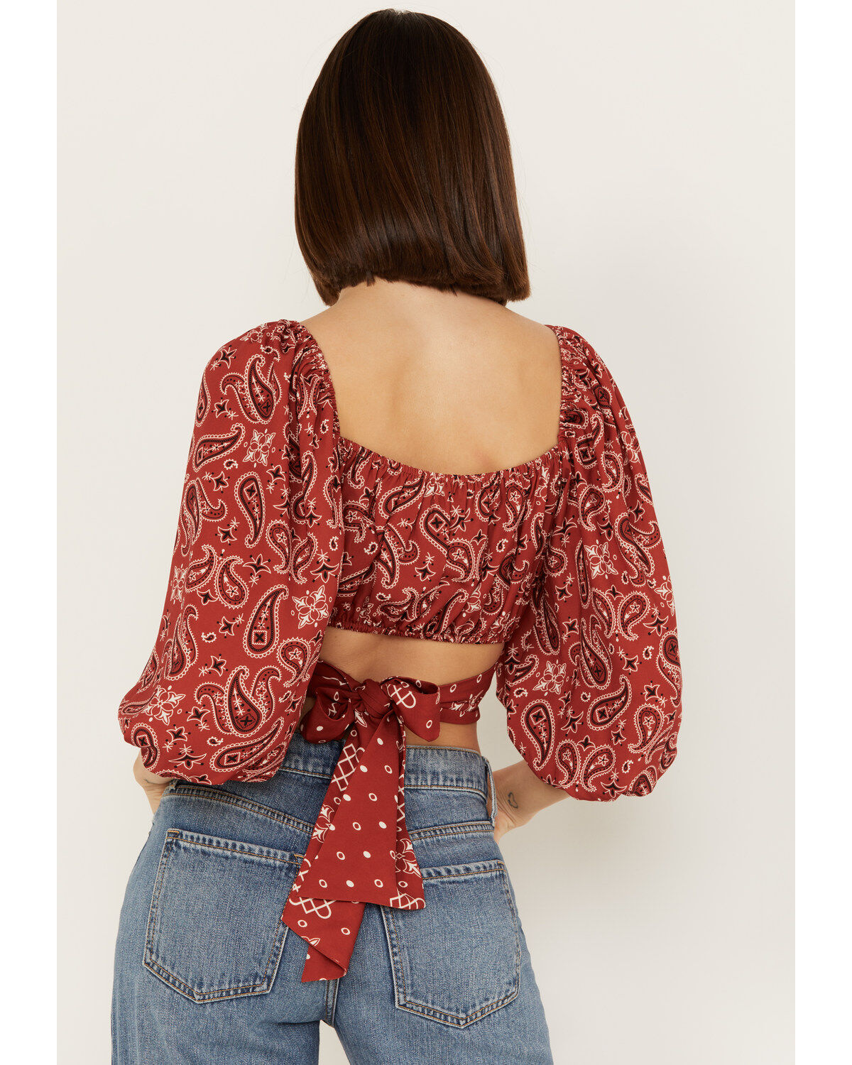 Beyond The Radar Women's Bandana Print Tie Back Top