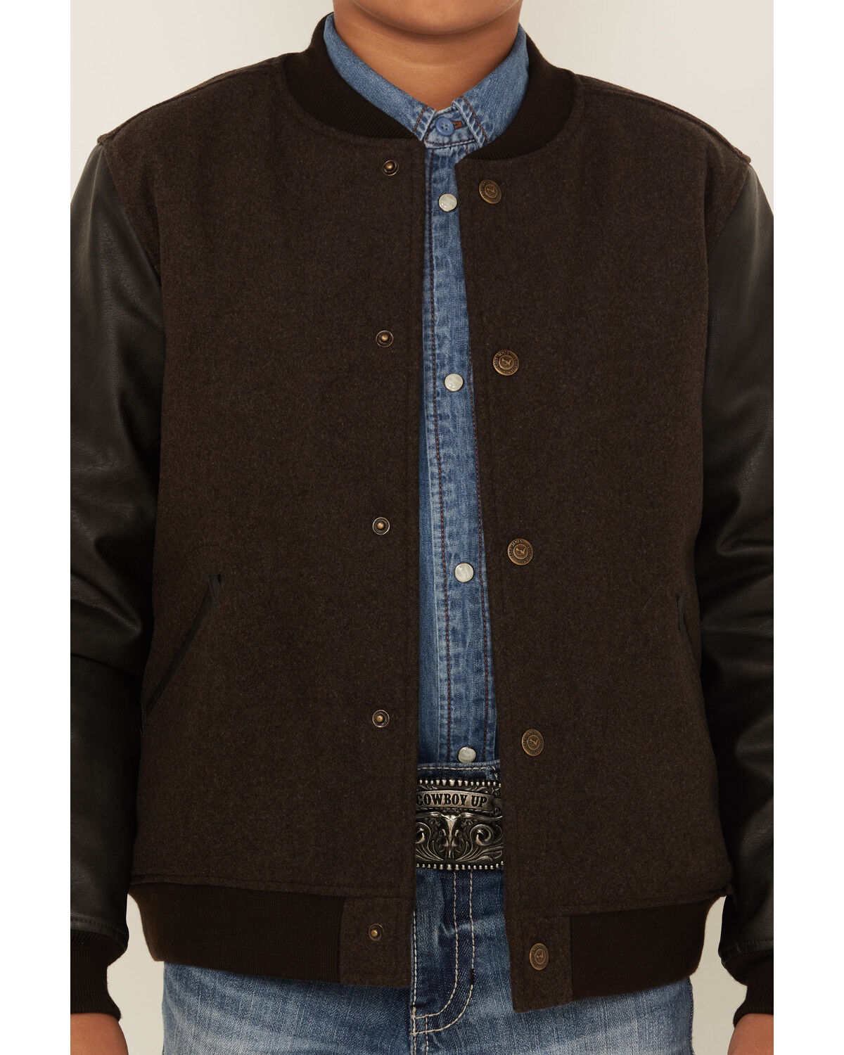 Cody James Boys' Brighton Solid Varsity Jacket