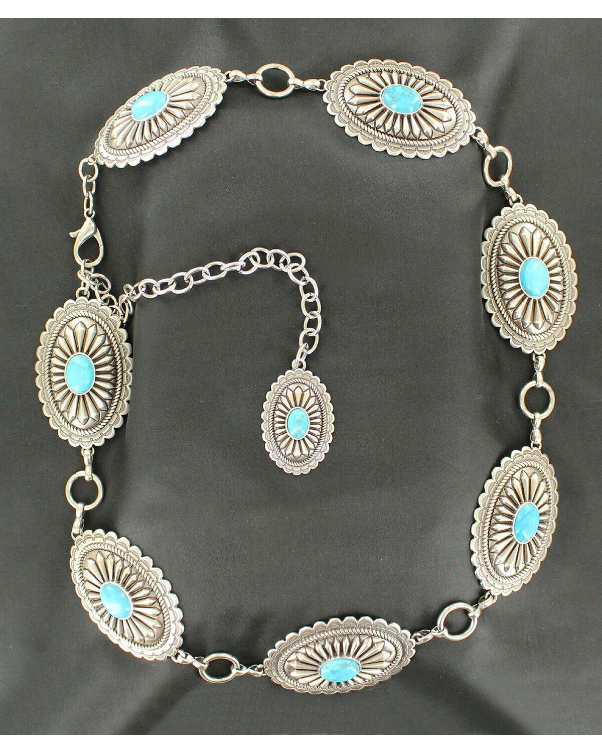 Ariat Women's Oval Turquoise Concho Chain Belt