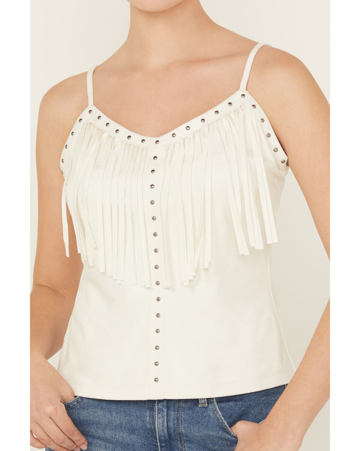 Idyllwind Women's Studded Fringe Faux Suede Tank Top