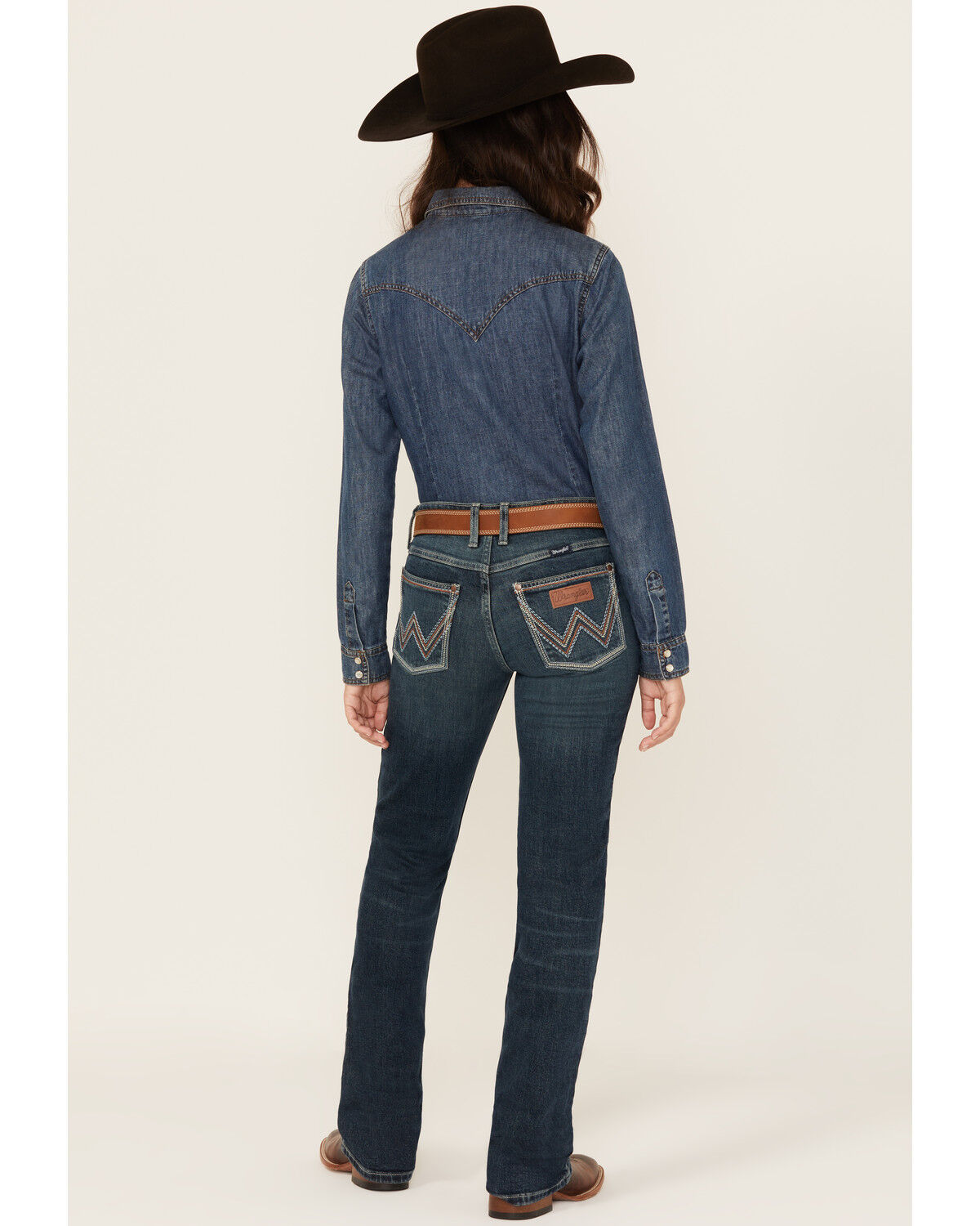 Wrangler Retro Women's Kayla Dark Wash Mid Rise Bootcut Stretch Denim Jeans
