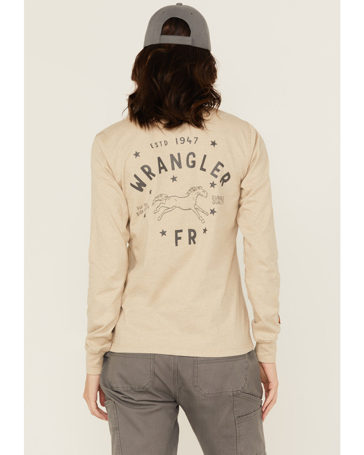 Wrangler Women's FR Pony Long Sleeve Graphic Work T-Shirt - Plus