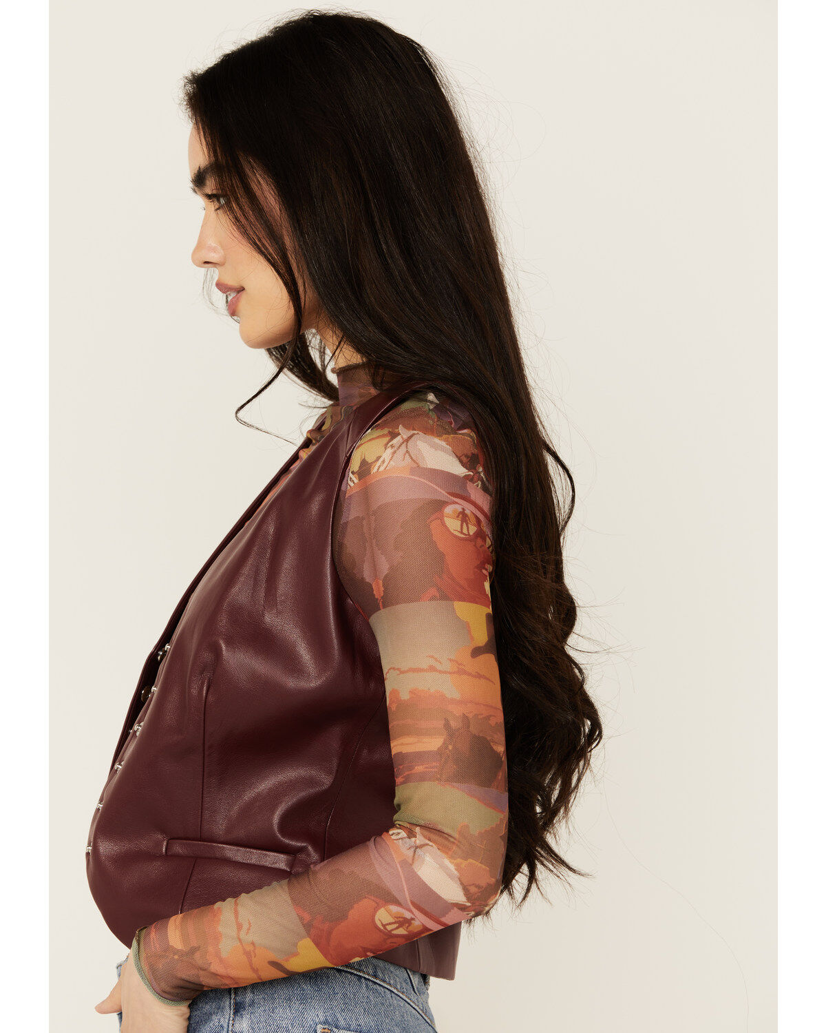 Revel Women's Solid Faux Leather Vest