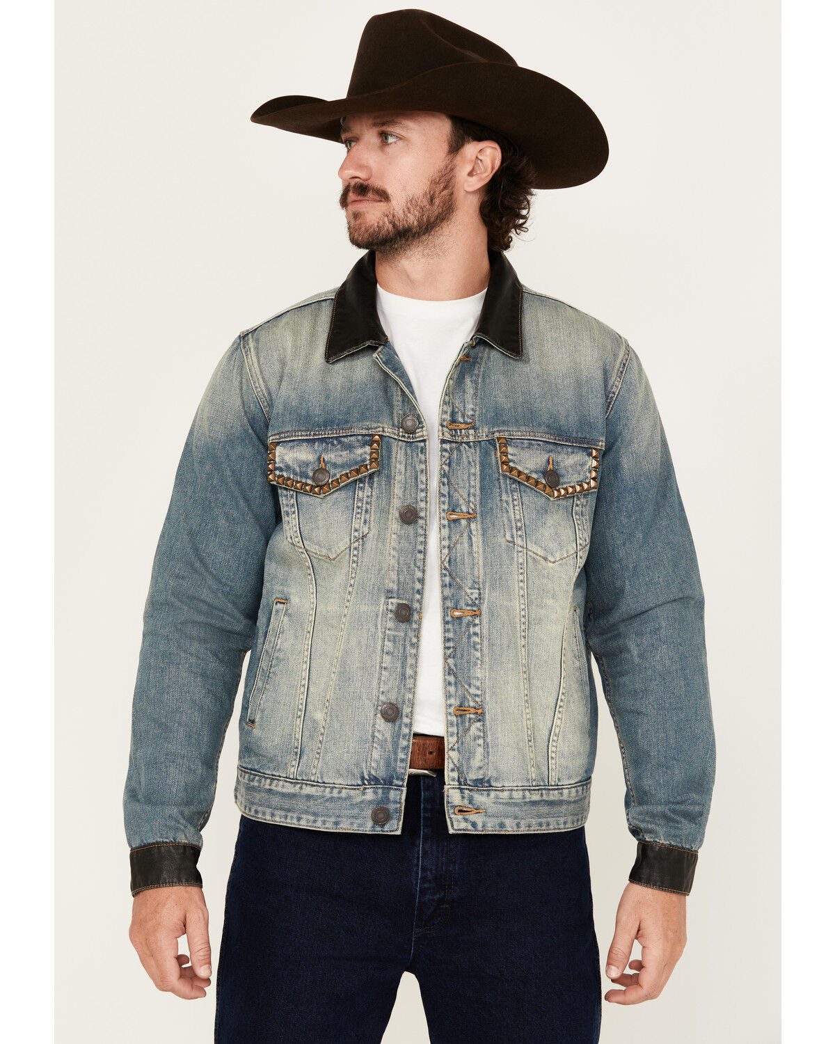 Moonshine Spirit Men's Slasher Medium Wash Denim Jacket