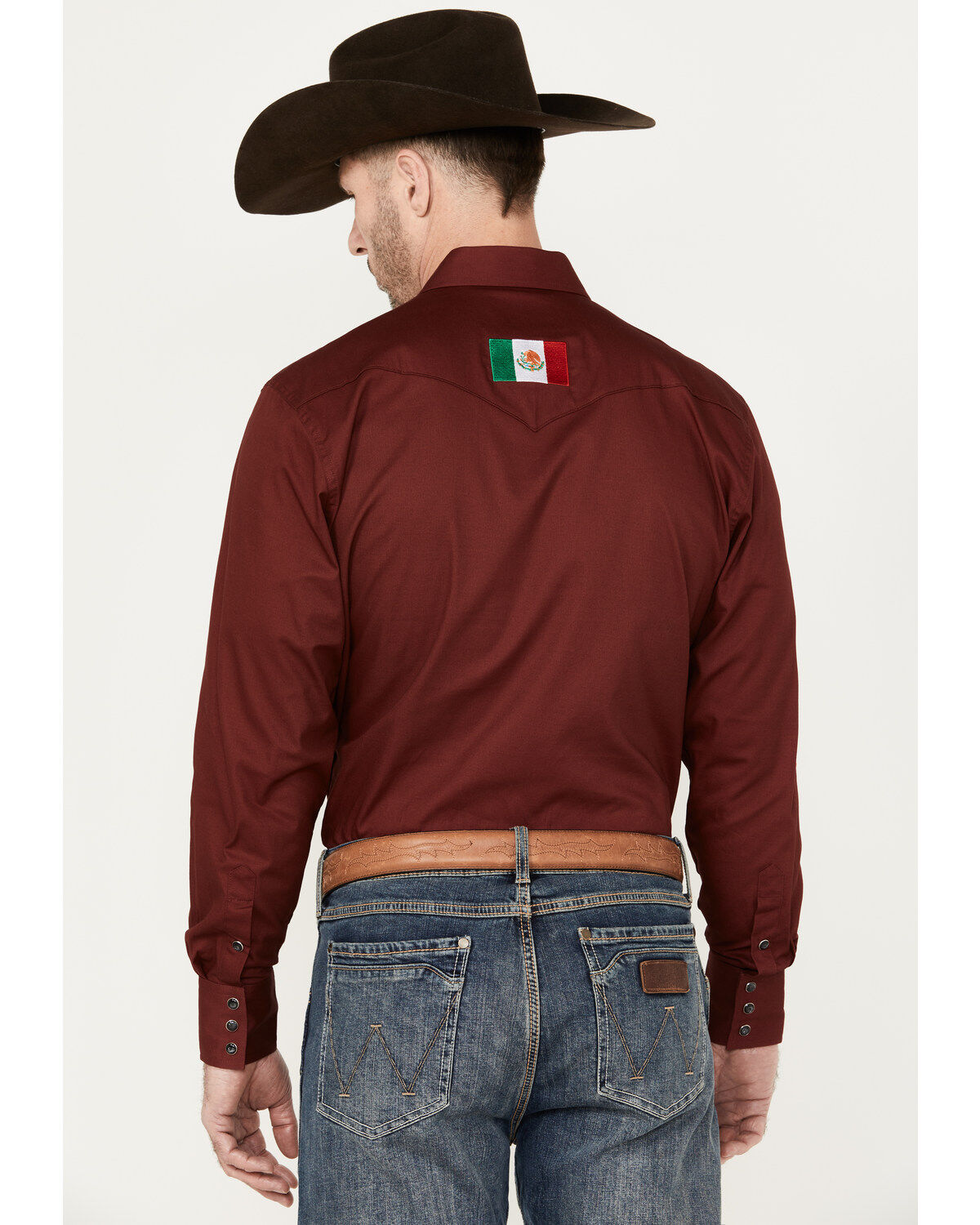Rodeo Clothing Men's Mexico Logo Long Sleeve Snap Western Shirt