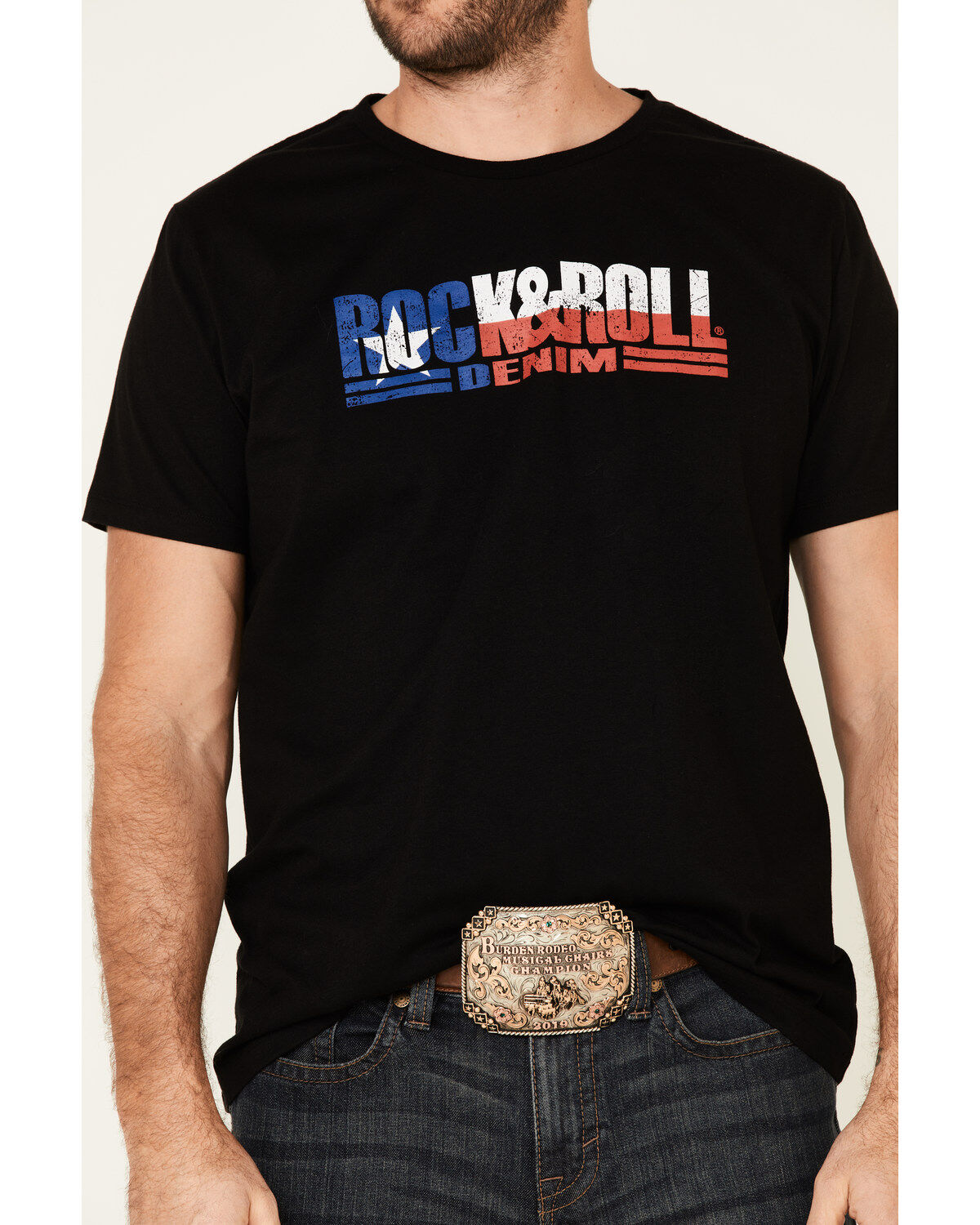 Rock & Roll Denim Men's Texas Flag Logo Graphic T-Shirt