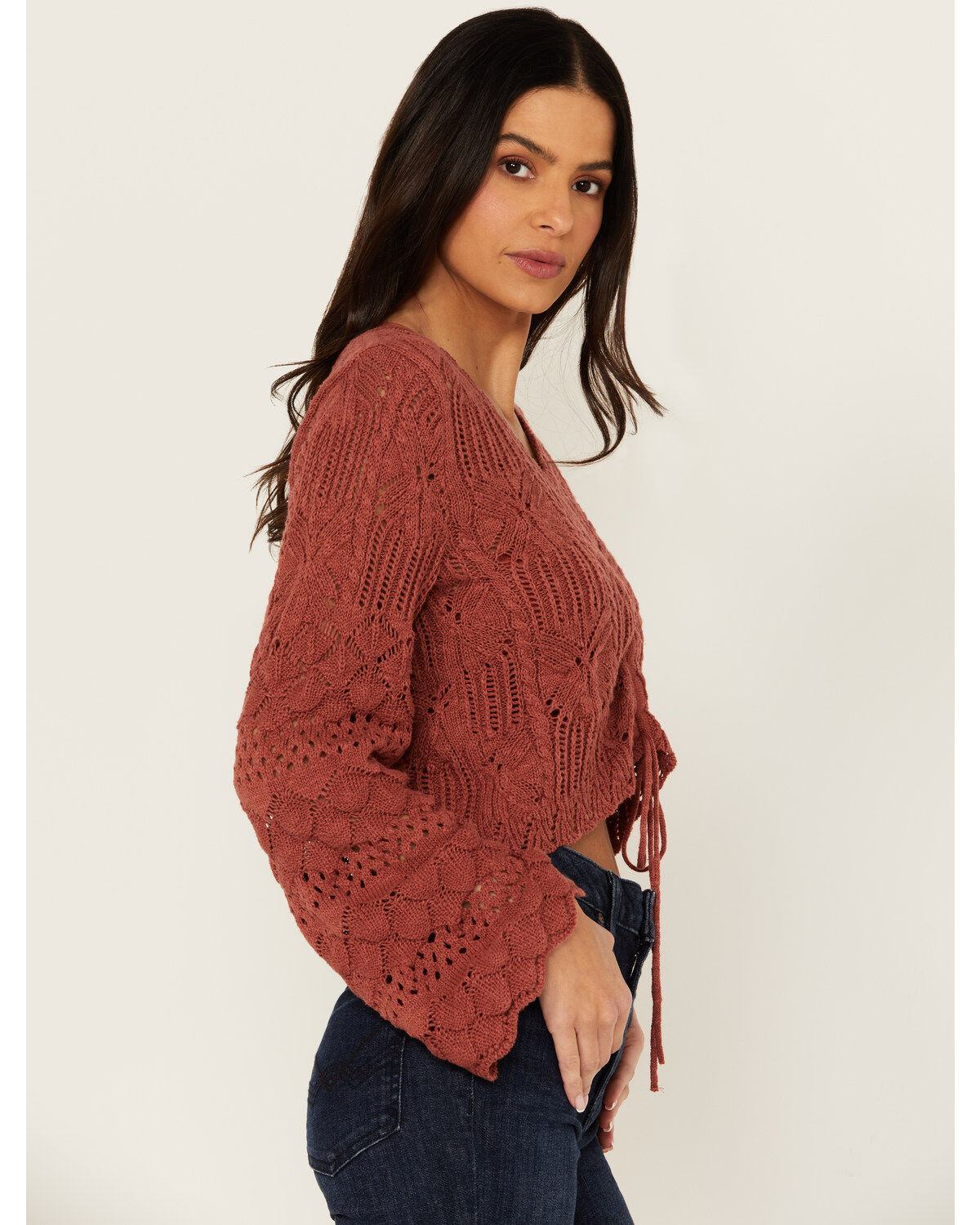 Shyanne Women's Bell Sleeve Cropped Crochet Sweater