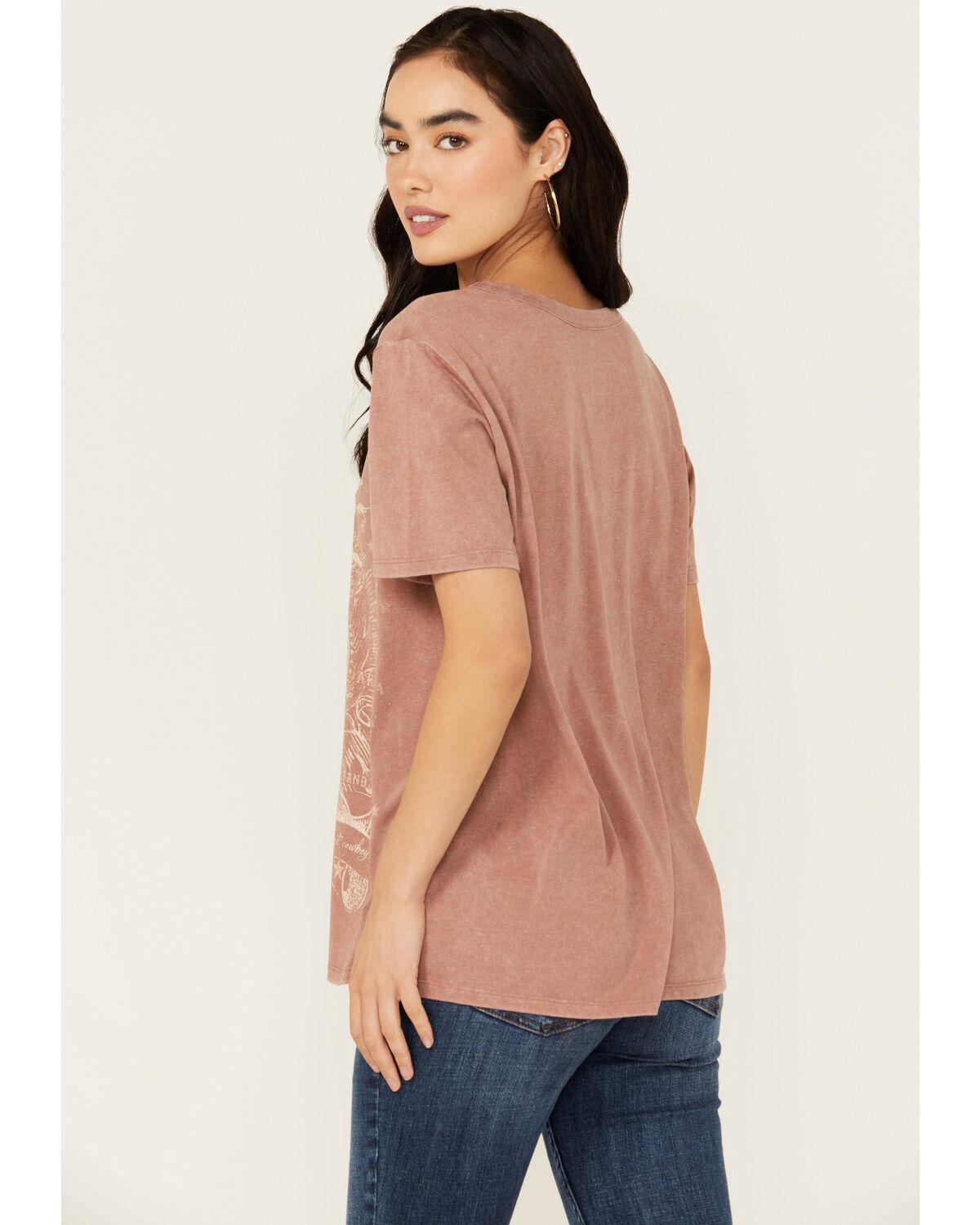 Blended Women's Rodeo Cowboy Cutout Short Sleeve Graphic Tee