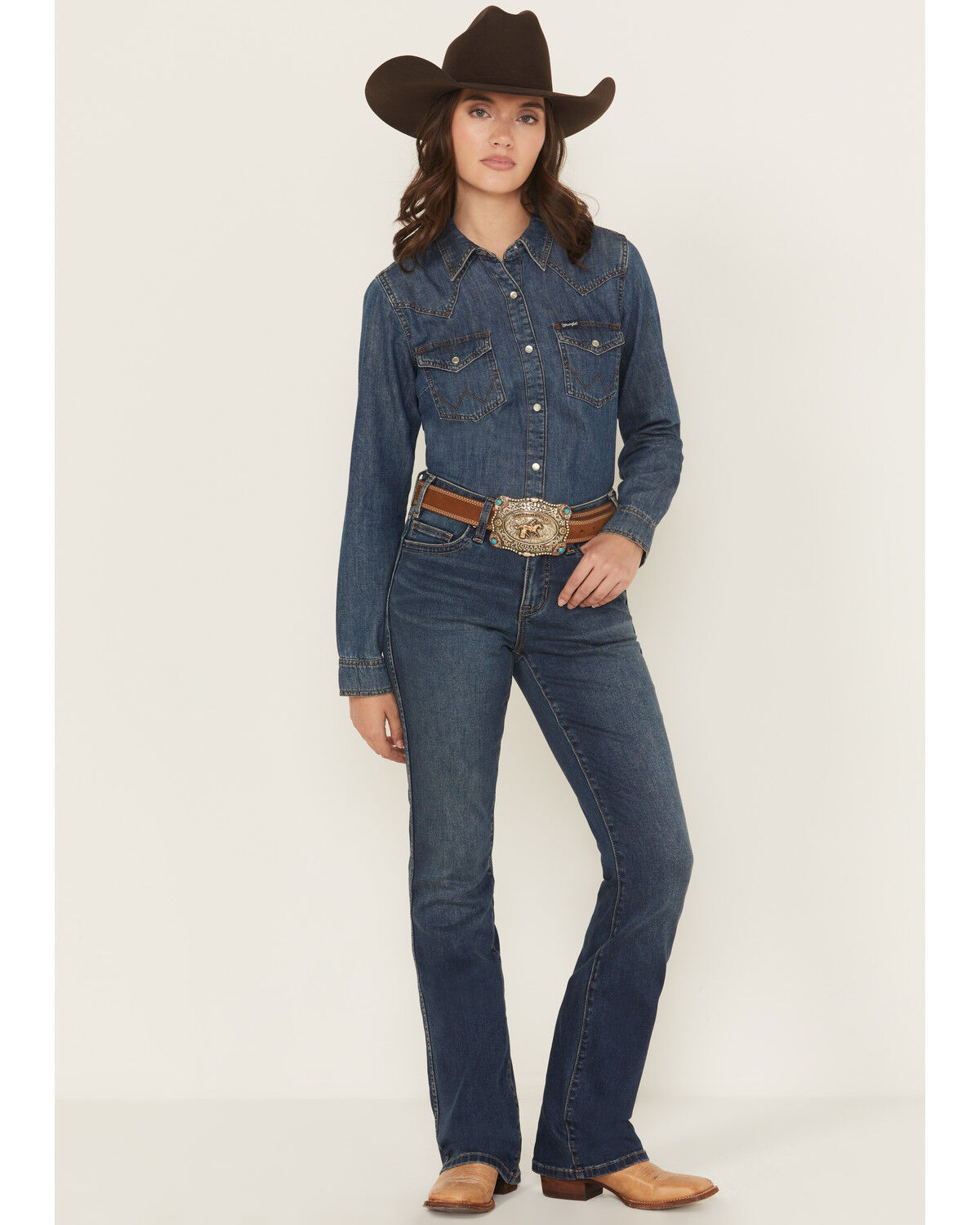 Rock & Roll Denim Women's Medium Wash Mid Rise Bootcut Stretch Denim Jeans