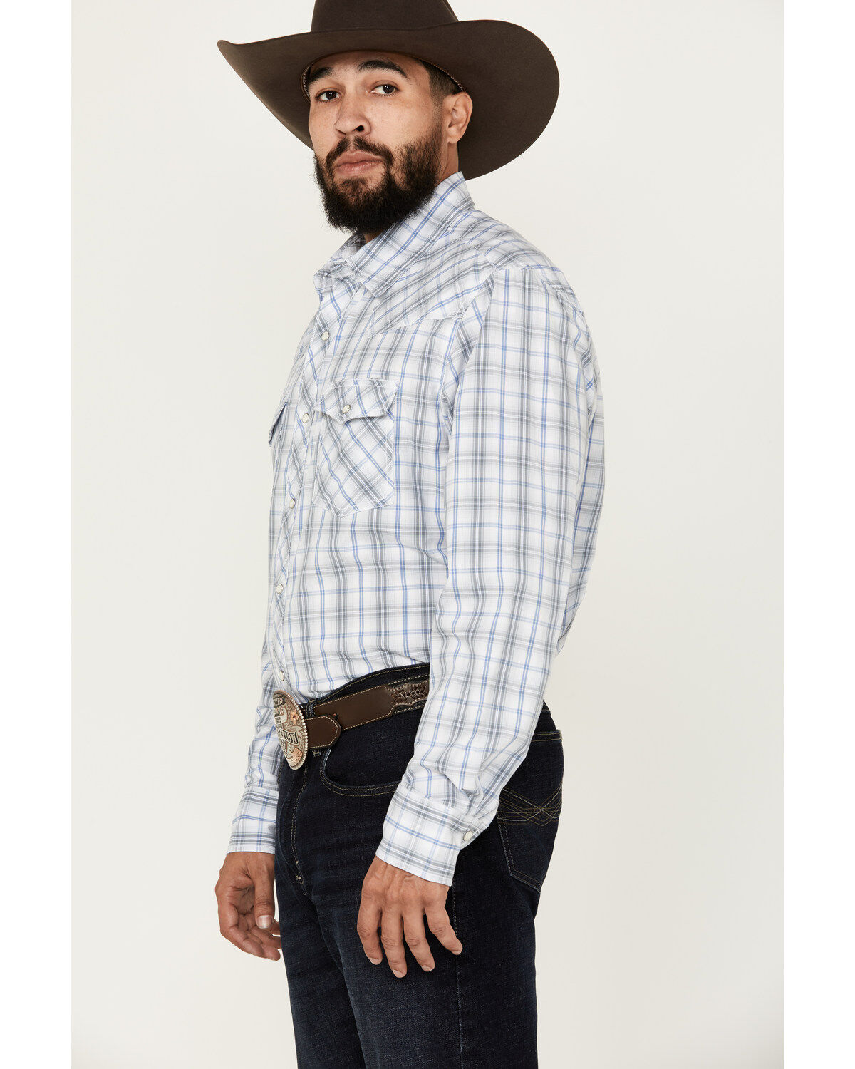Wrangler 20X Men's Plaid Print Long Sleeve Snap Western Shirt