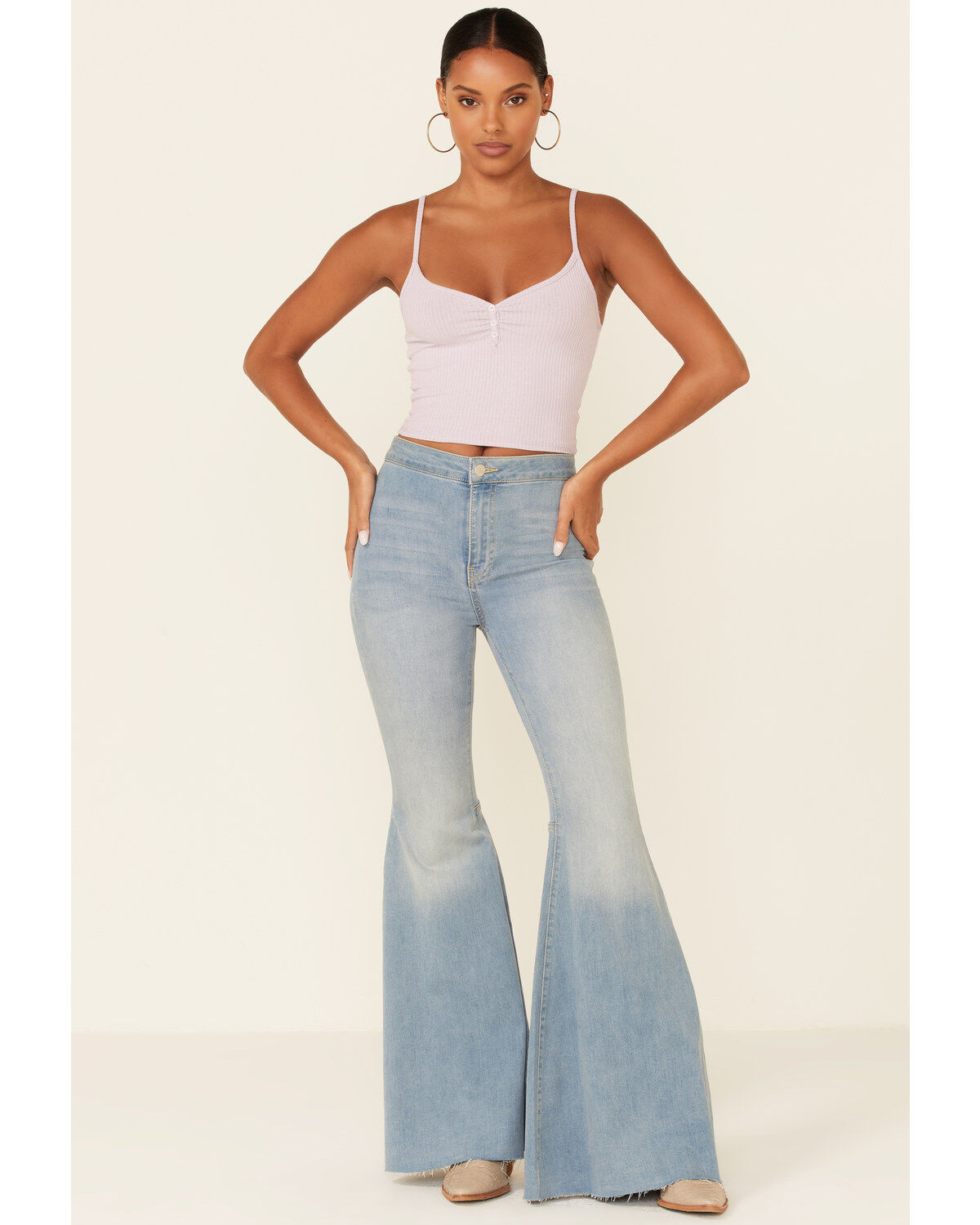 Wild Moss Women's Rib Knit V-Neck Crop Cami