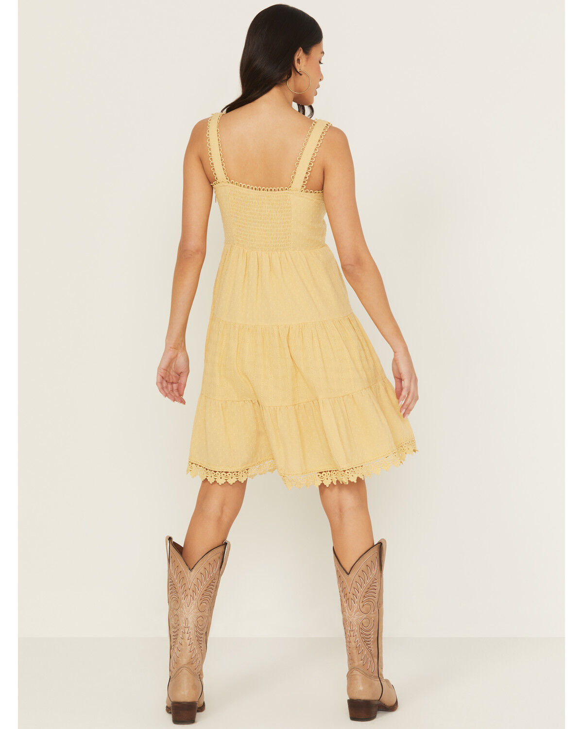 Miss Me Women's Eyelet Tiered Mini Dress