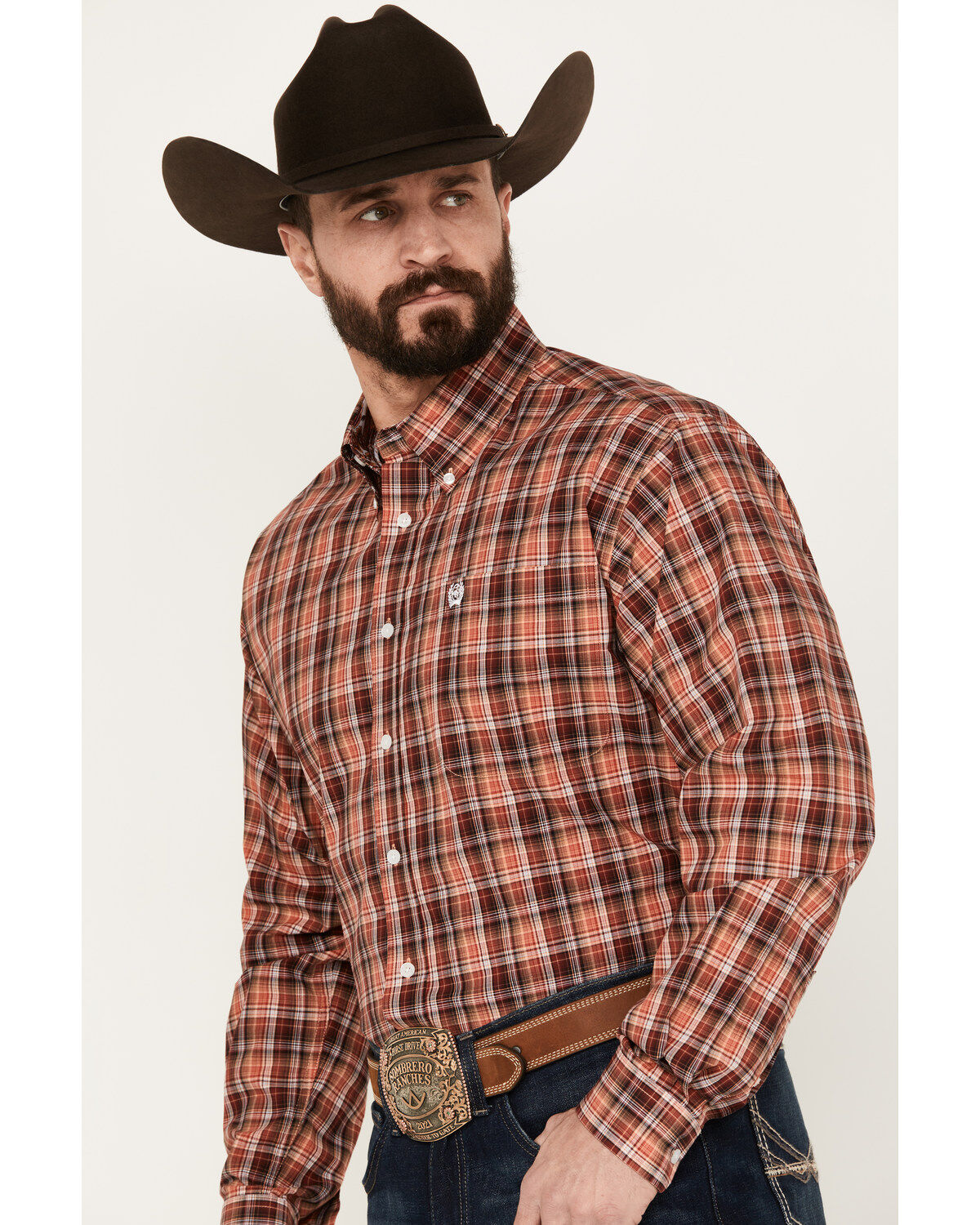 Cinch Men's Plaid Print Long Sleeve Button-Down Western Shirt