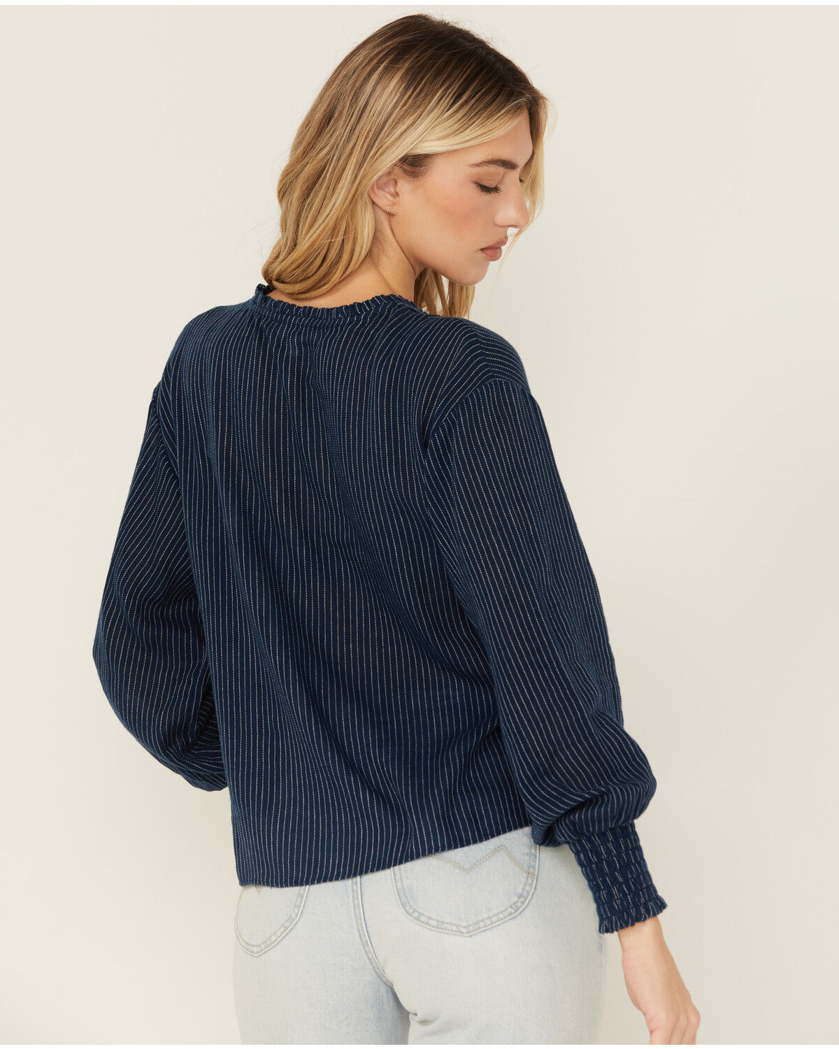 Cleo + Wolf Women's Striped Long Sleeve Peasant Top