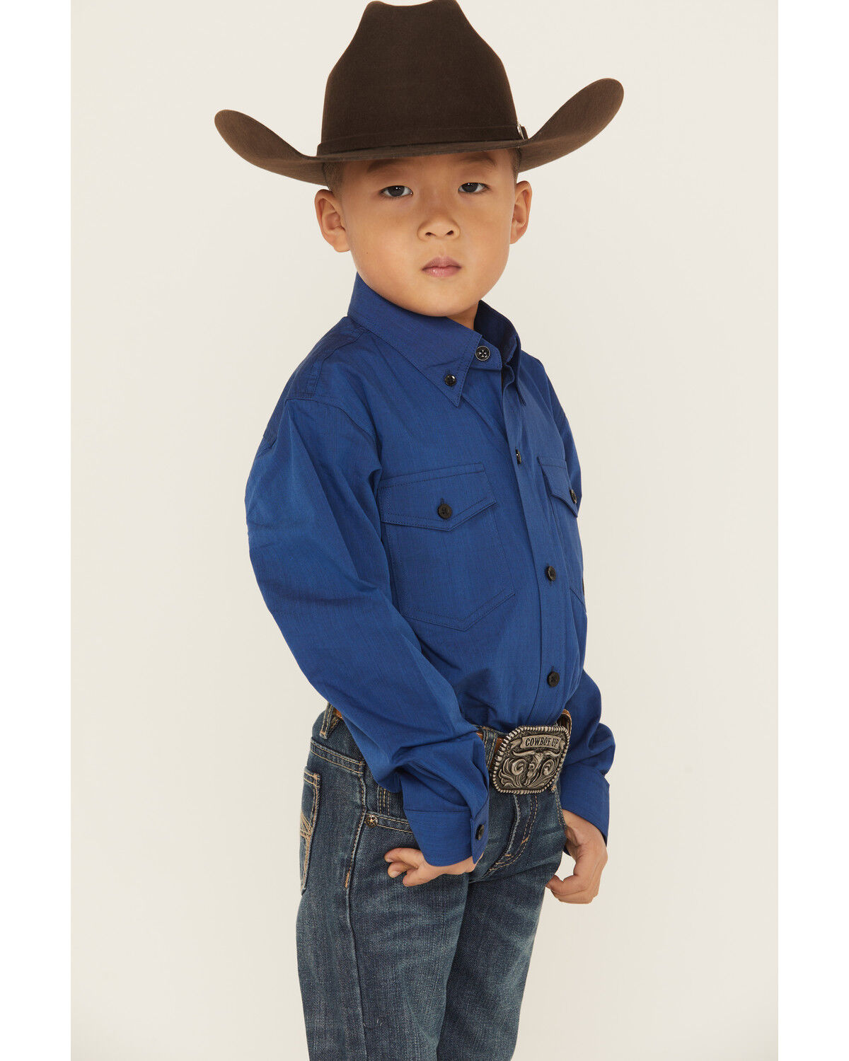Roper Boys' Solid Long Sleeve Button-Down Western Shirt