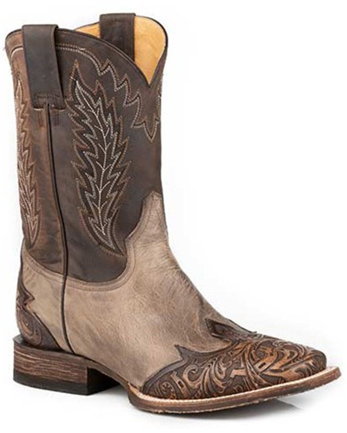 Stetson Men's Handtooled Blaze Western Boots - Broad Square Toe