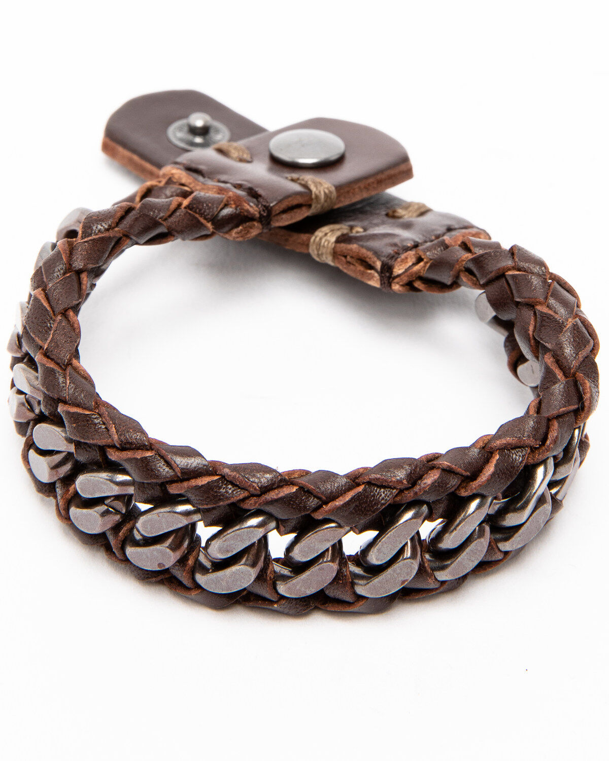 Moonshine Spirit Men's Metal Inlay Narrow Leather Cuff