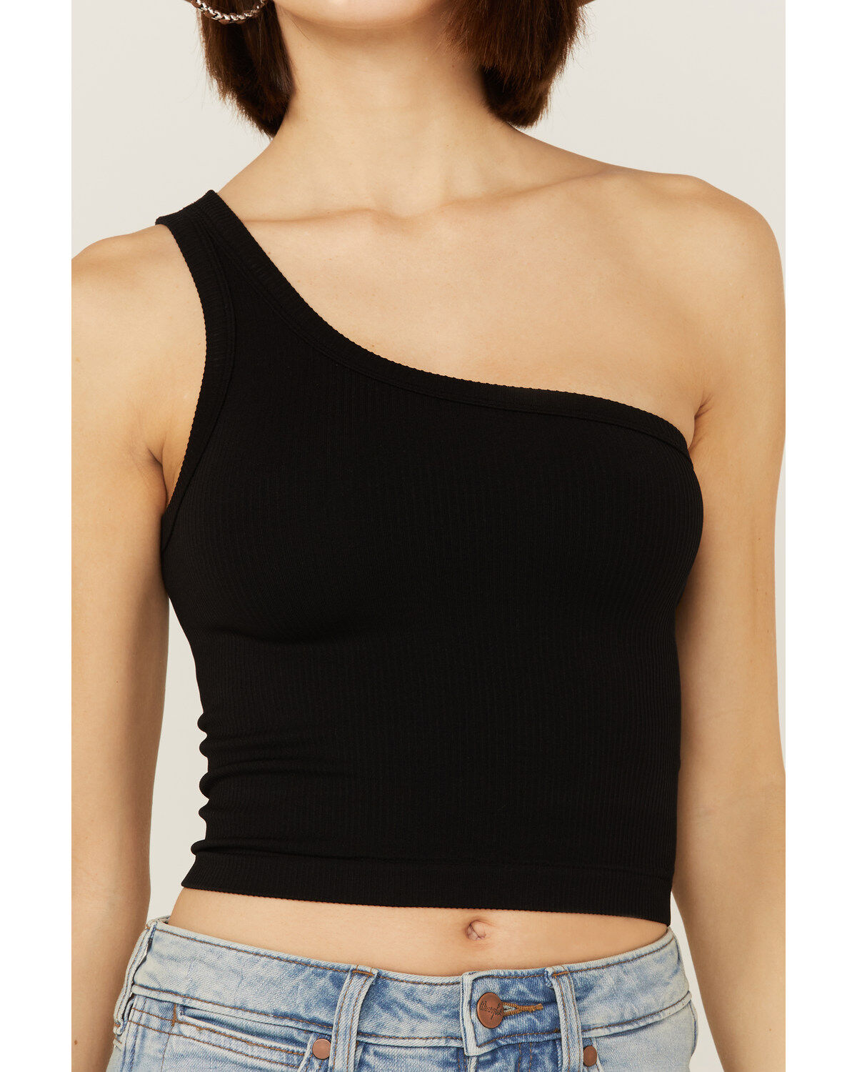 Fornia Women's Top One One Shoulder Ribbed Cami Top