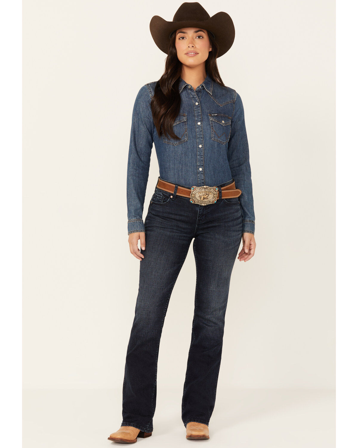 Shyanne Women's Santa Fe Shay Dark Wash Mid Rise Bootcut Riding Jeans