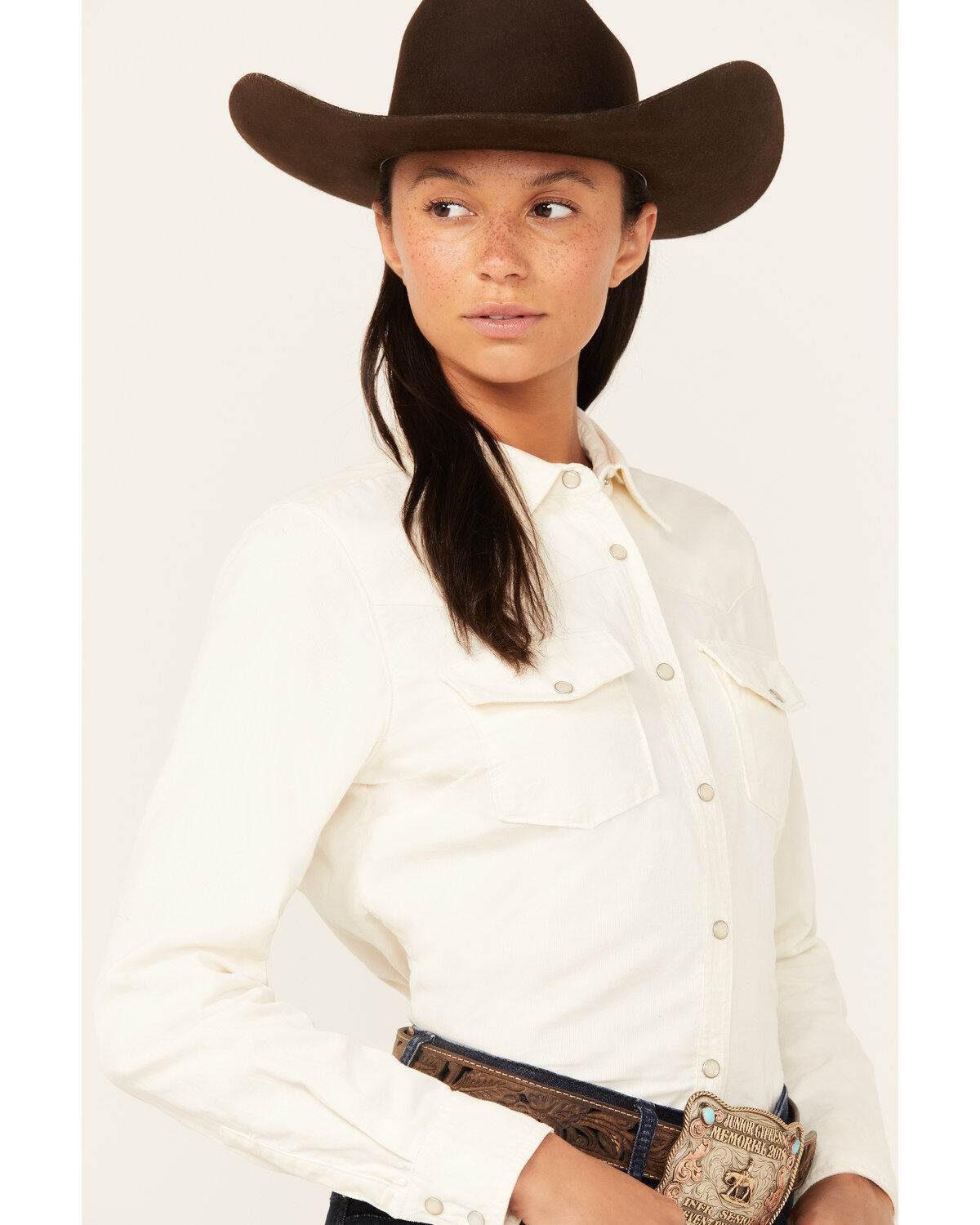 Shyanne Women's Maplewood Long Sleeve Pearl Snap Corduroy Shirt