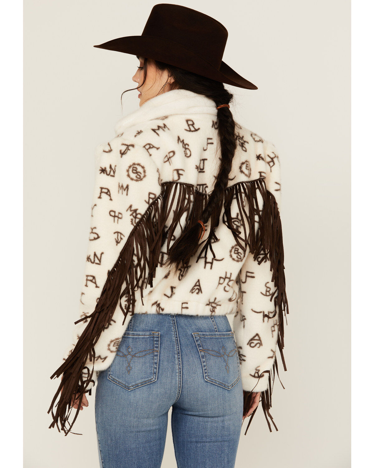 Panhandle Women's Conversation Print Fur Fringe Jacket