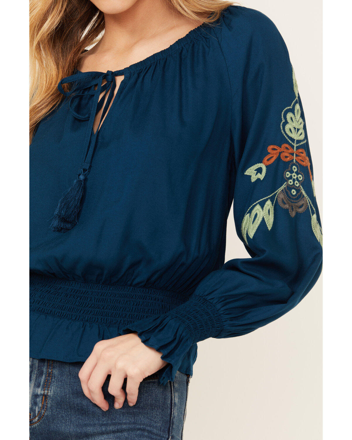 Shyanne Women's Challis Embroidered Long Sleeve Blouse