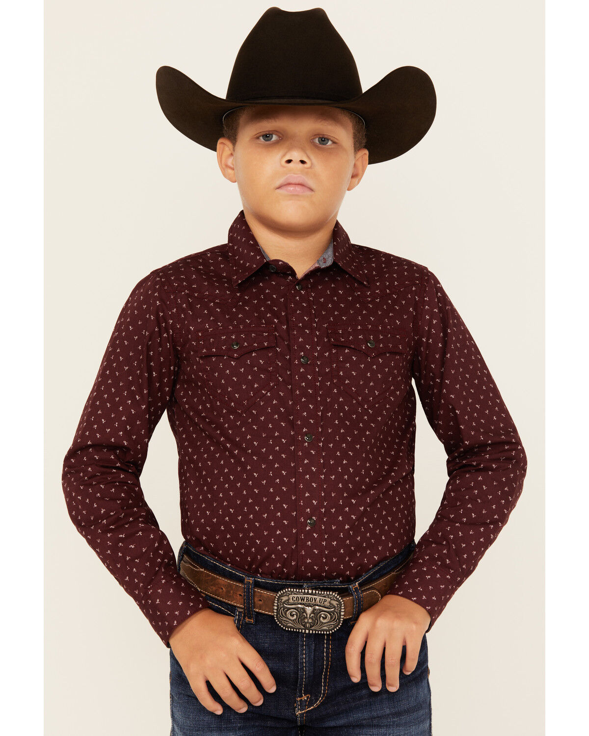 Cody James Boys' Williams Geo Print Long Sleeve Snap Western Shirt