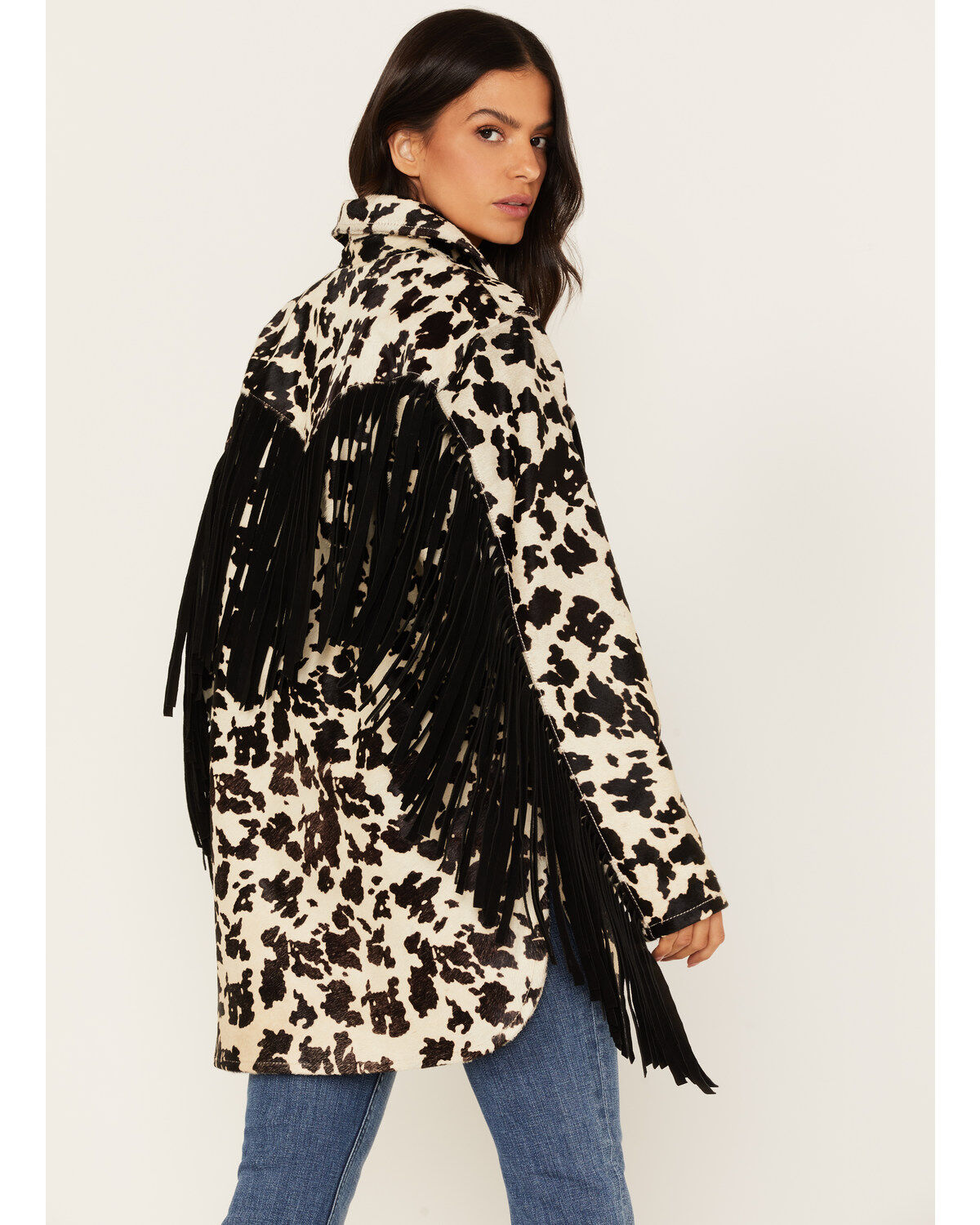 Idyllwind Women's Hair-On Cow Hide Fringe Shacket