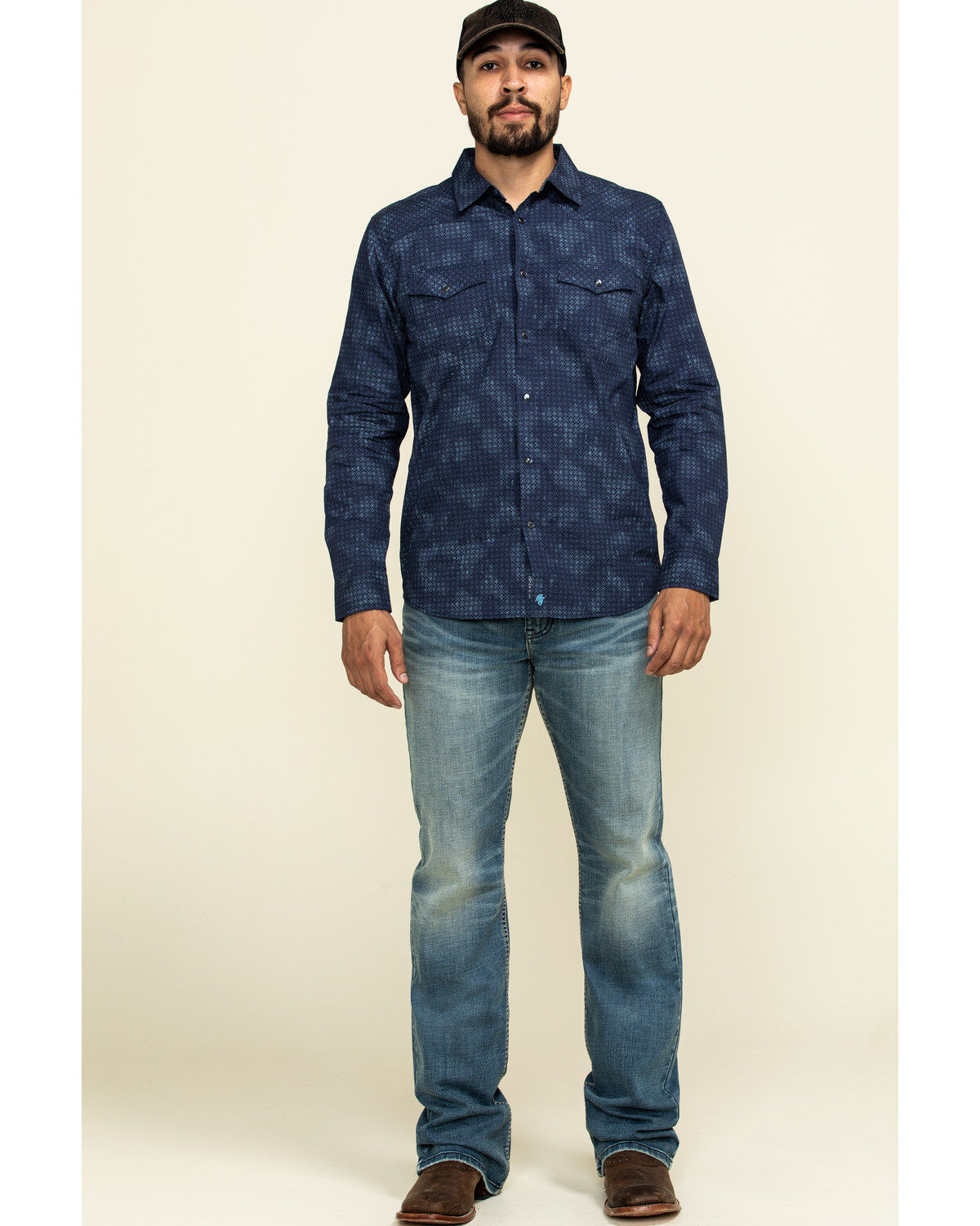 Moonshine Spirit Men's Floral Camo Print Long Sleeve Western Shirt