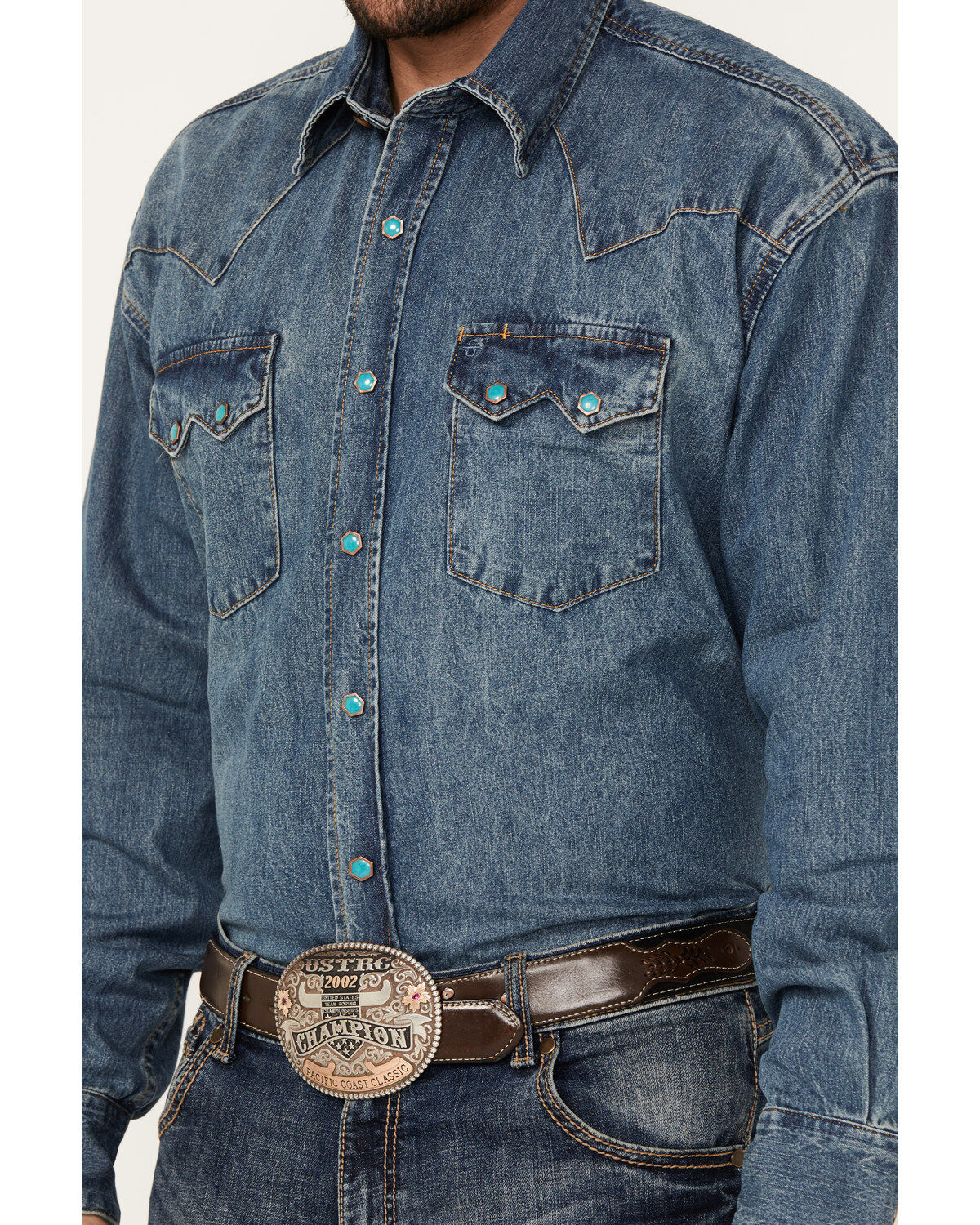 Stetson Men's Denim Long Sleeve Snap Western Shirt