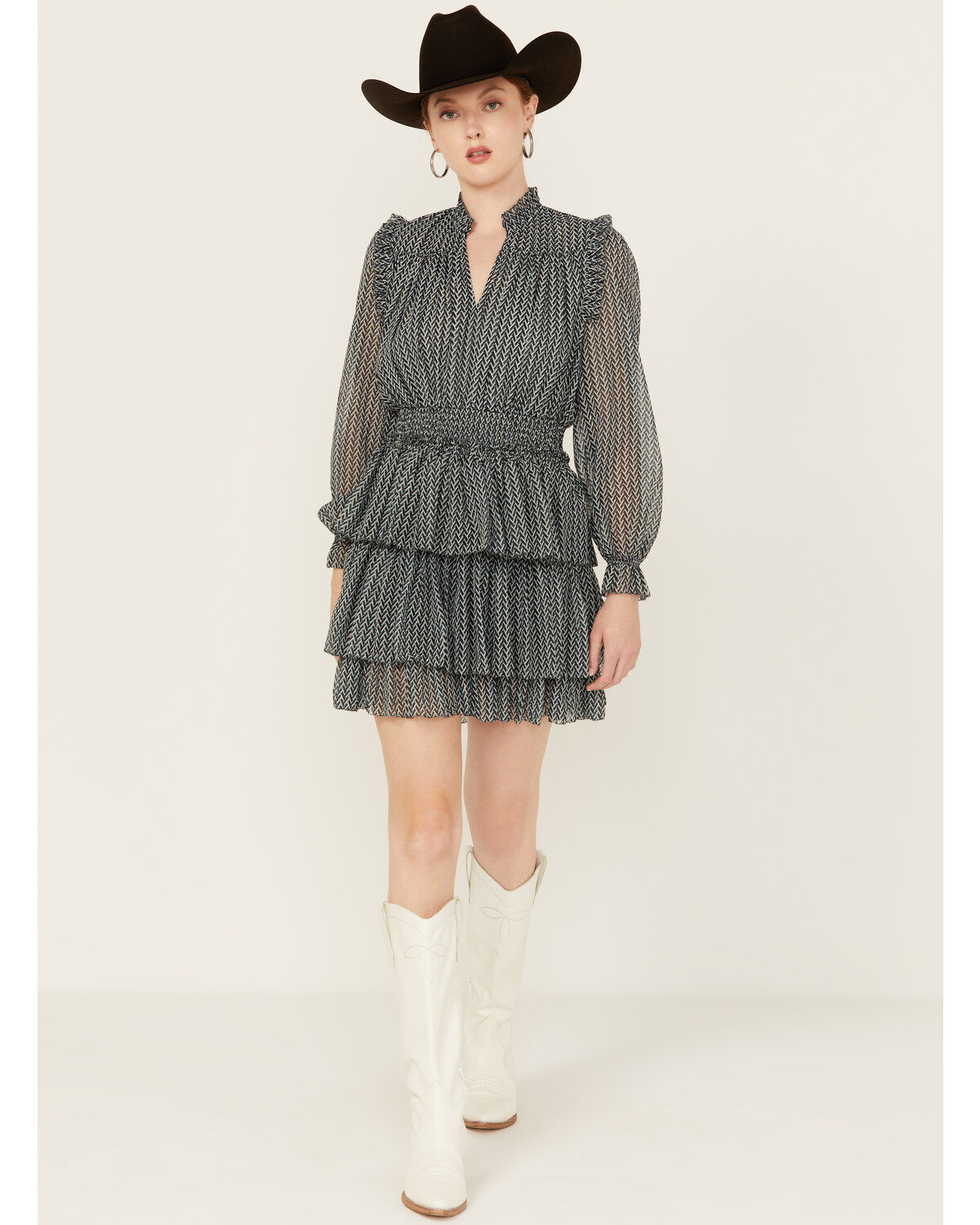 Revel Women's Long Sleeve Tier Mini Dress