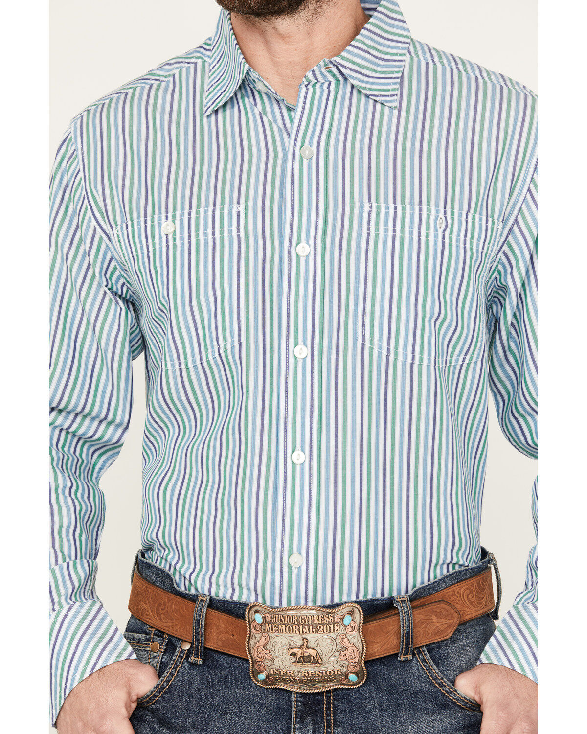 Resistol Men's Dillon Striped Long Sleeve Button Down Western Shirt
