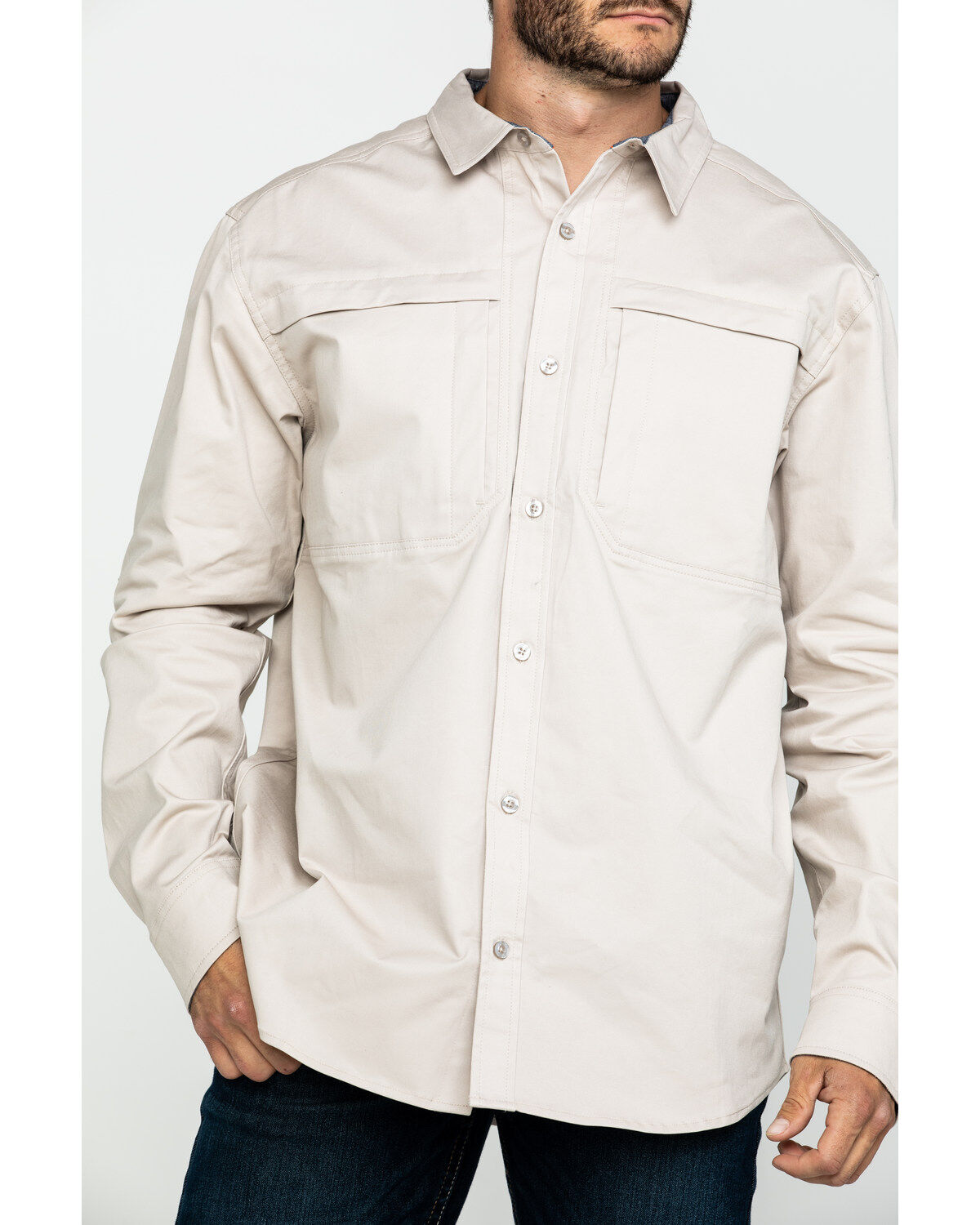 Hawx Men's Khaki Stretch Twill Long Sleeve Work Shirt