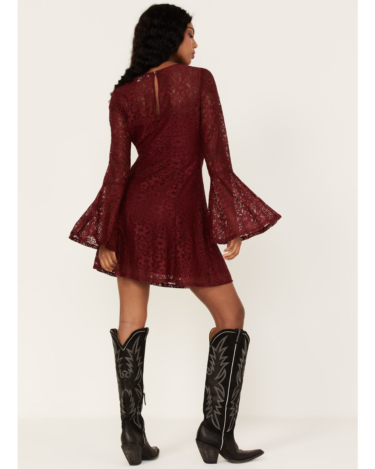 Beyond The Radar Women's Lace Tie Front Mini Dress