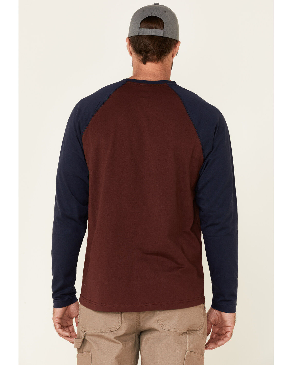 Hawx Men's Dark Red Original Baseball Crew Long Sleeve Work T-Shirt