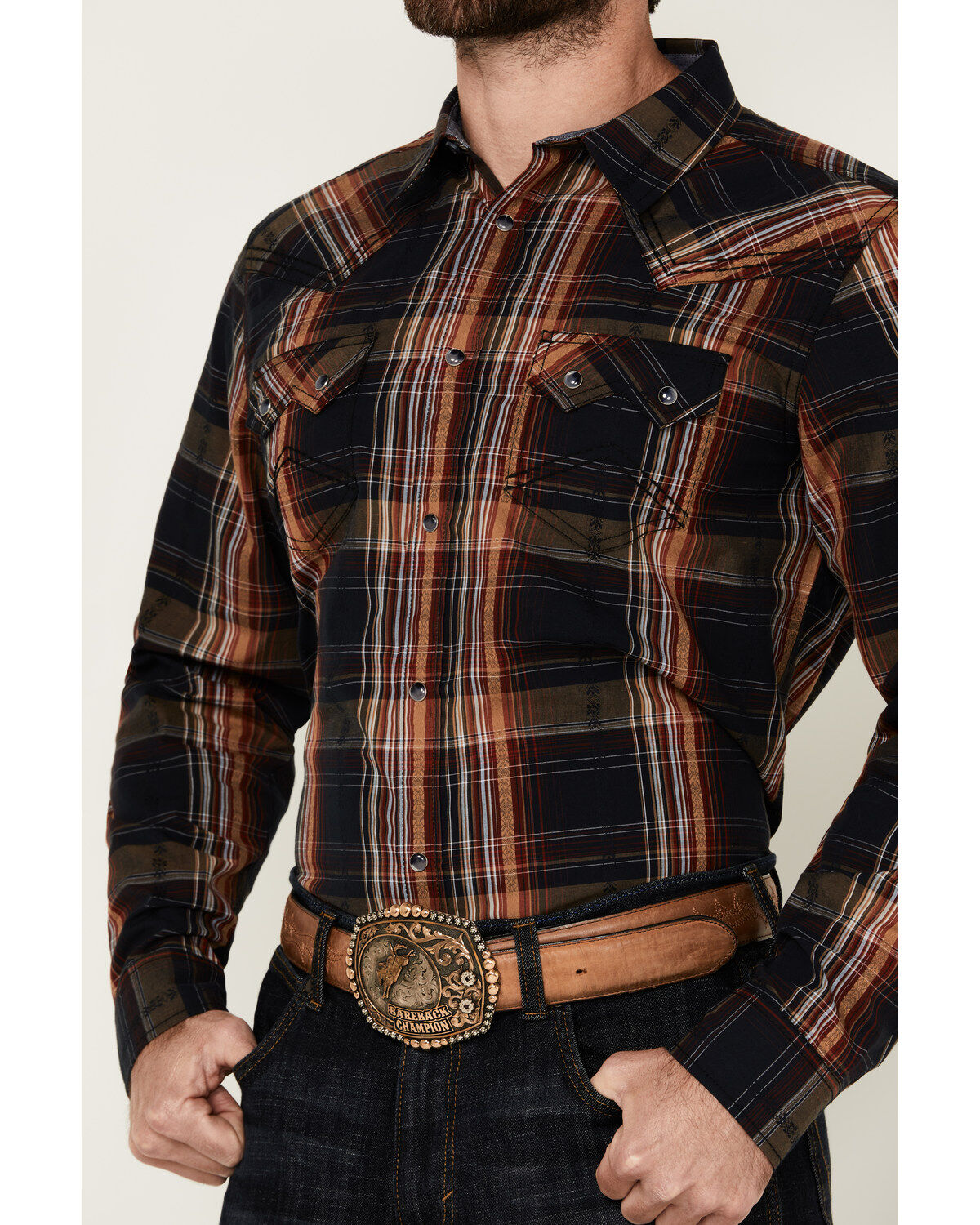 Cody James Men's Trouble Plaid Print Long Sleeve Snap Western Shirt