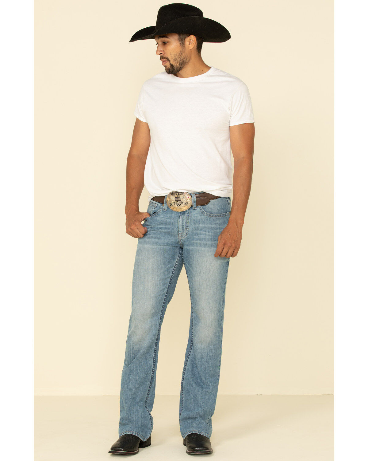 Cody James Men's Hamshackle Light Wash Relaxed Bootcut Stretch Denim Jeans