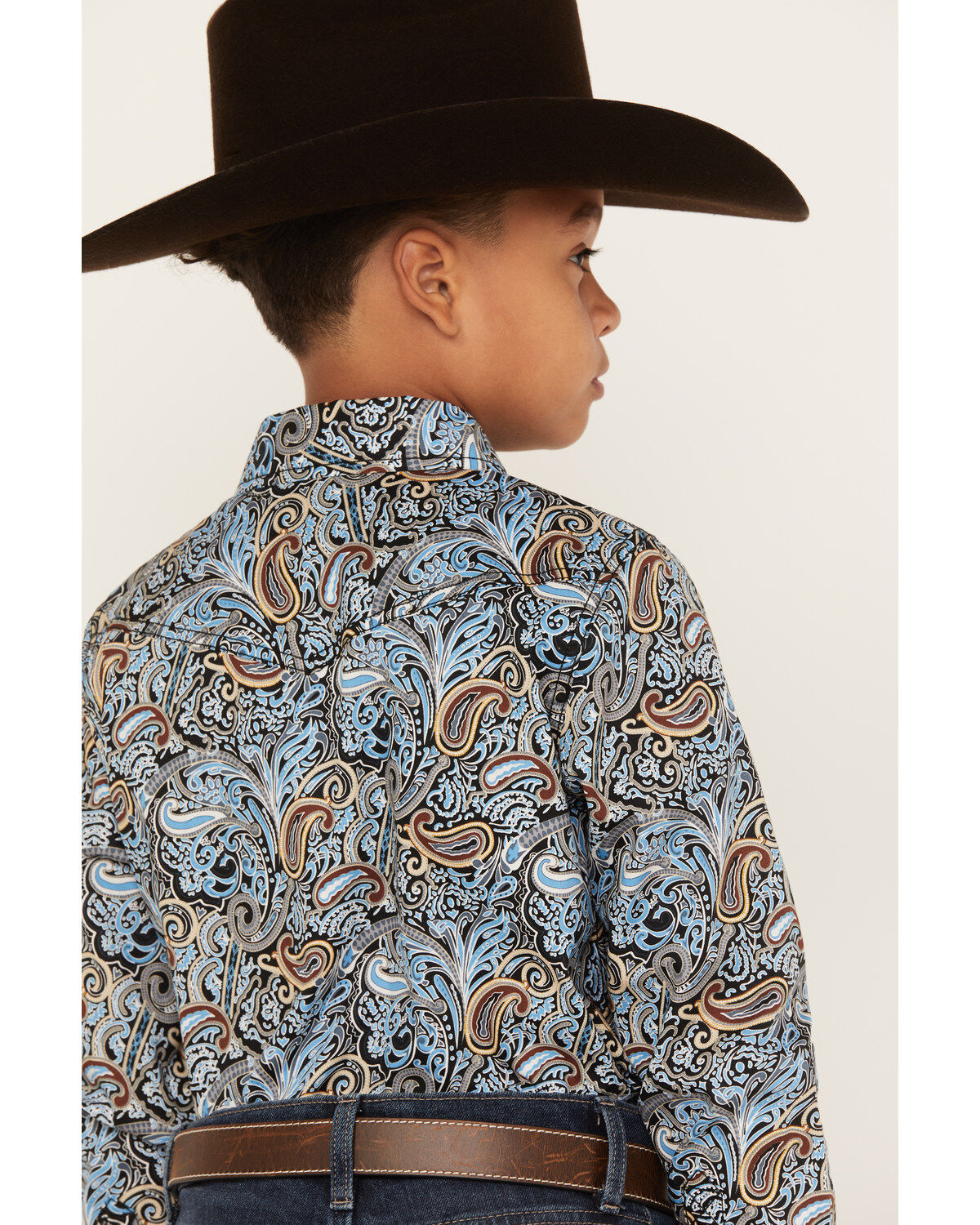 Cody James Boys' Paisley Print Long Sleeve Snap Western Shirt