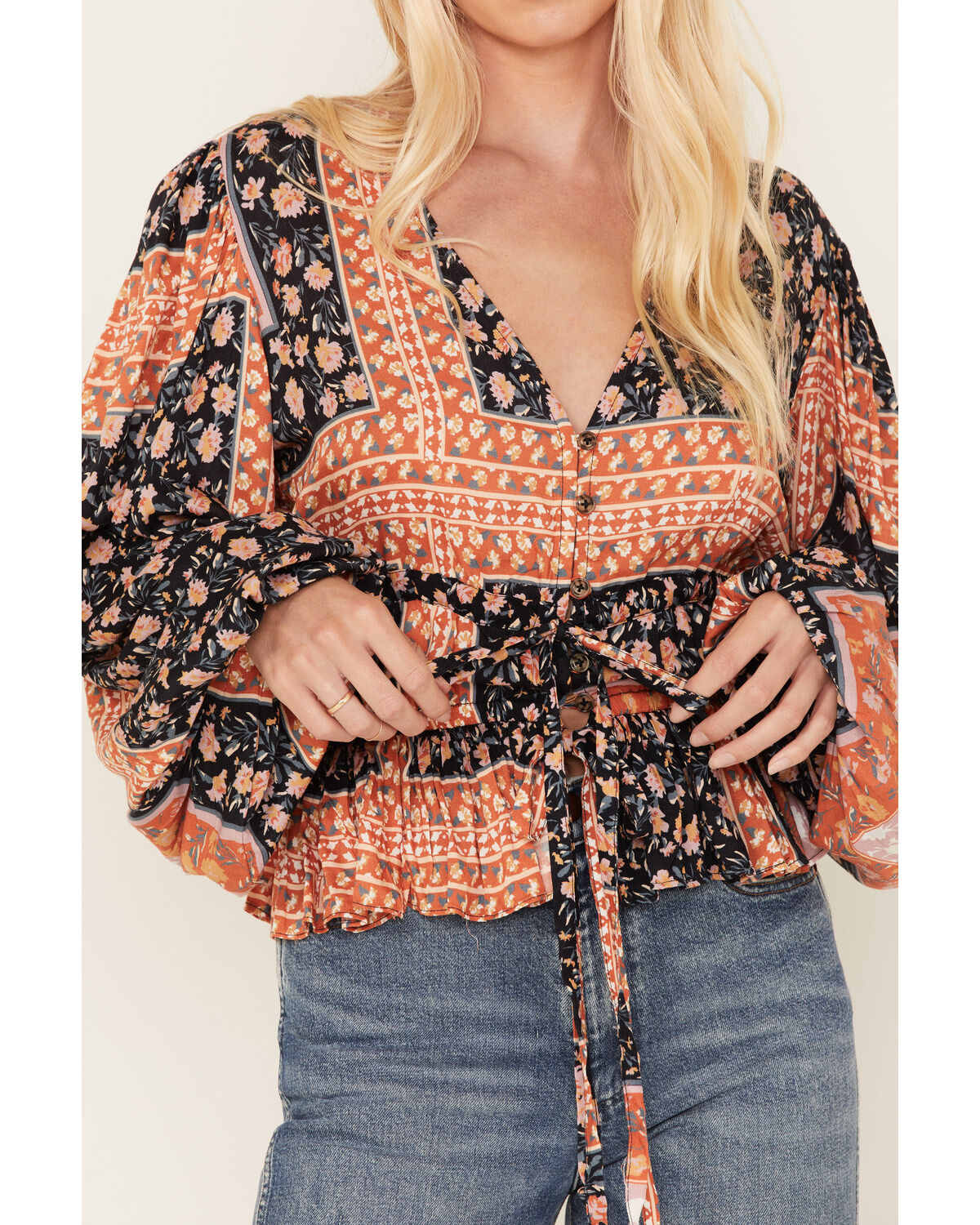 Jen's Pirate Booty Women's Roma Floral Patchwork Print Top