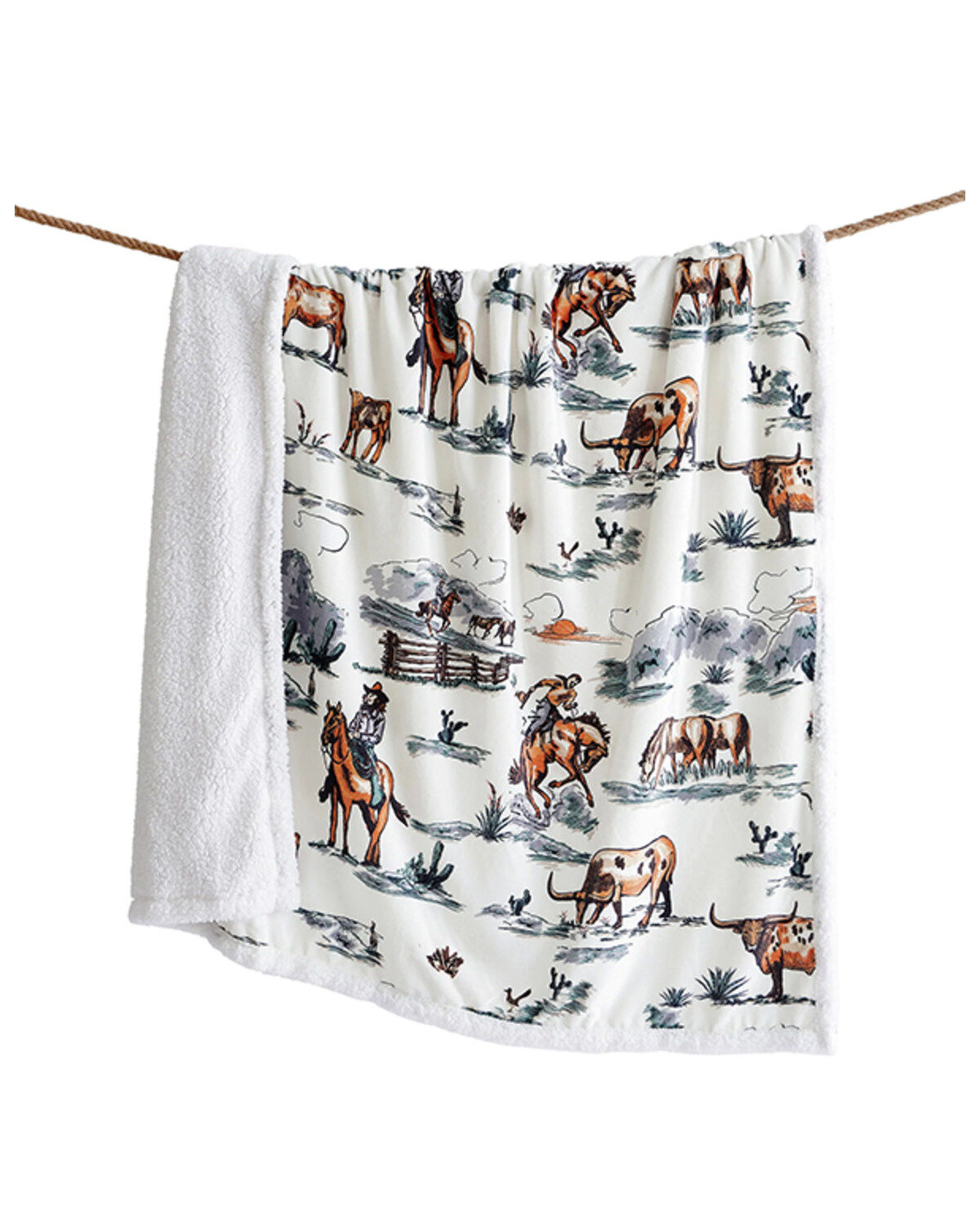 HiEnd Accents Ranch Life Western Toile Campfire Sherpa Throw