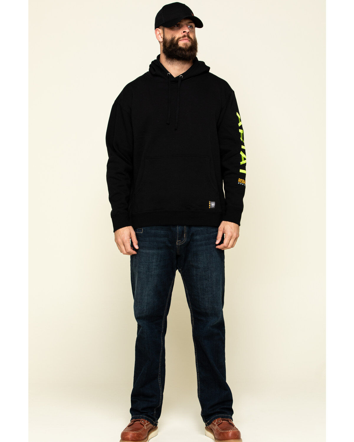 Ariat Men's Black/Lime Rebar Graphic Hooded Work Sweatshirt