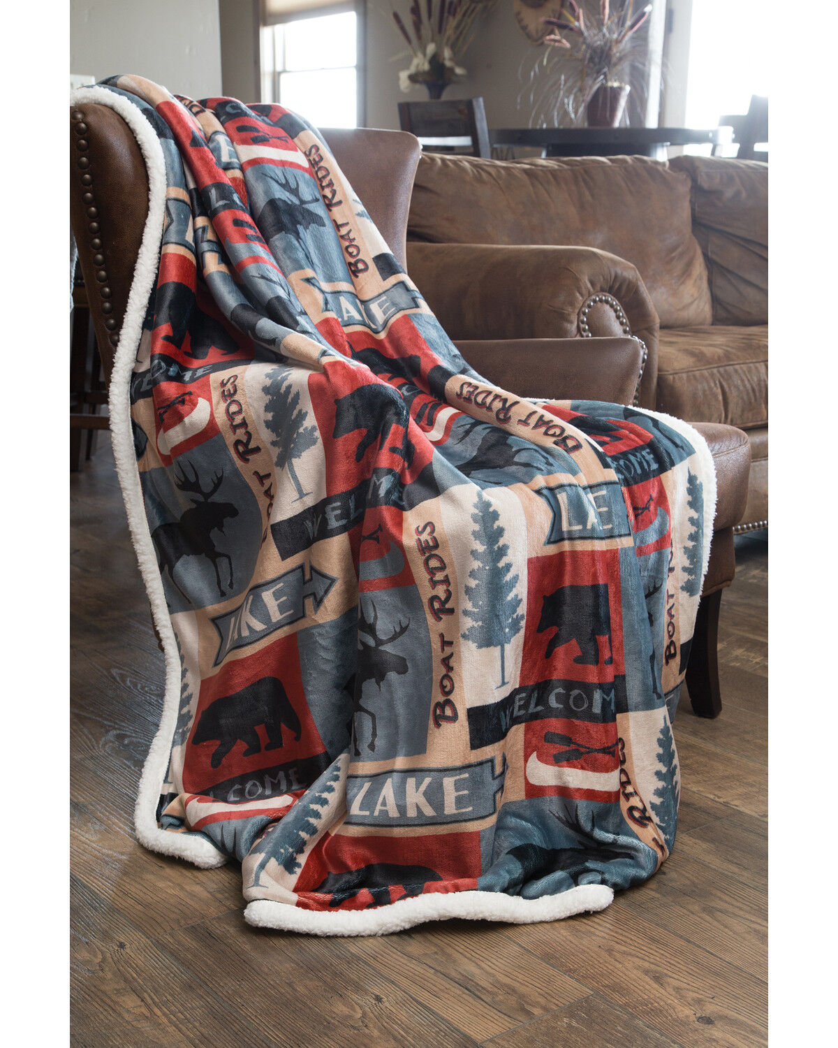 Carstens Lake House Plush Sherpa Throw